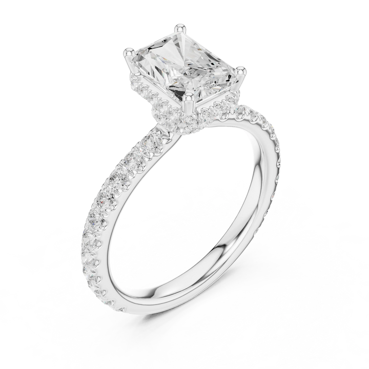 Radiant Cut Diamond Double Halo Pave Engagement Ring