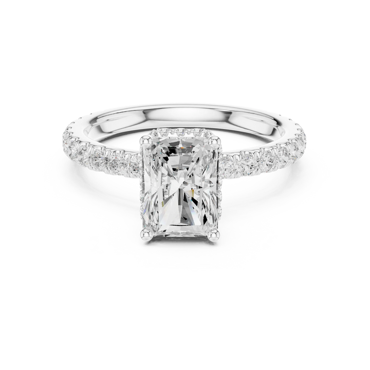 Radiant Cut Diamond Double Halo Pave Engagement Ring