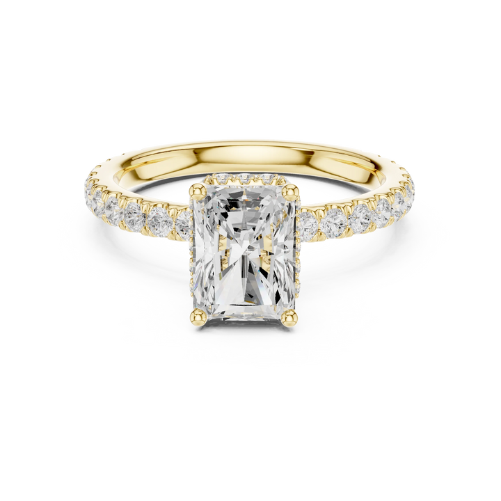 Radiant Cut Diamond Double Halo Pave Engagement Ring