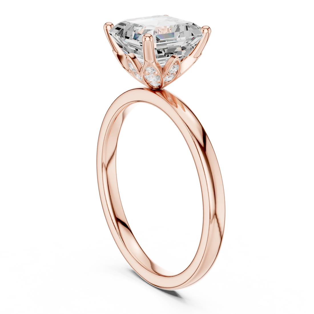 Asscher Cut Diamond Solitaire Engagement Ring