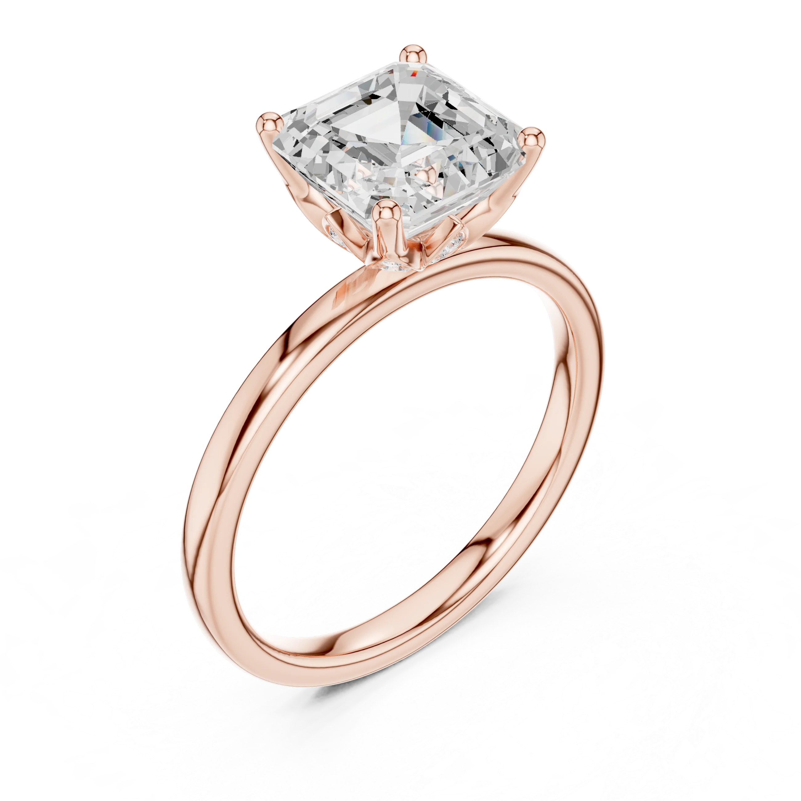 Asscher Cut Diamond Solitaire Engagement Ring