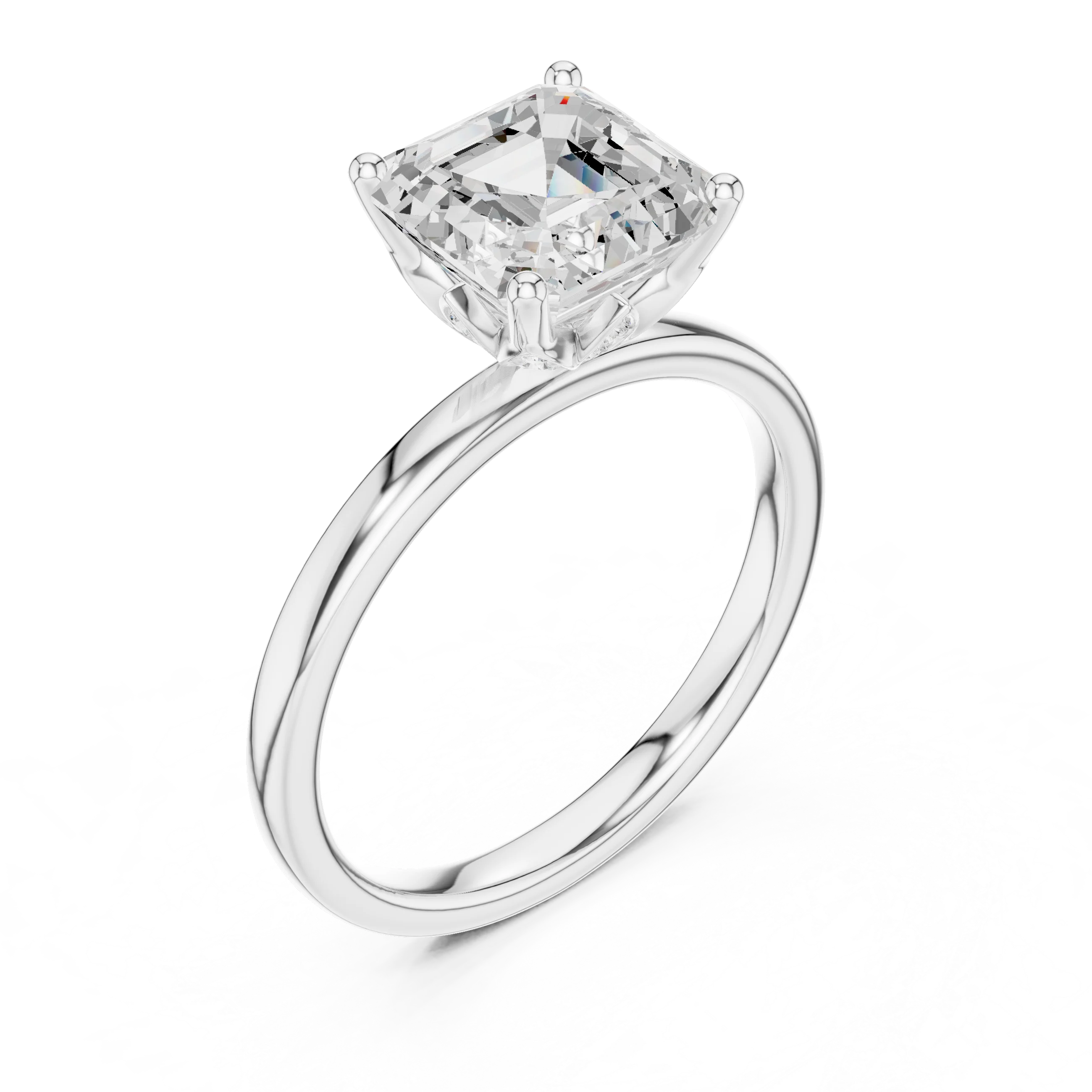 Asscher Cut Diamond Solitaire Engagement Ring
