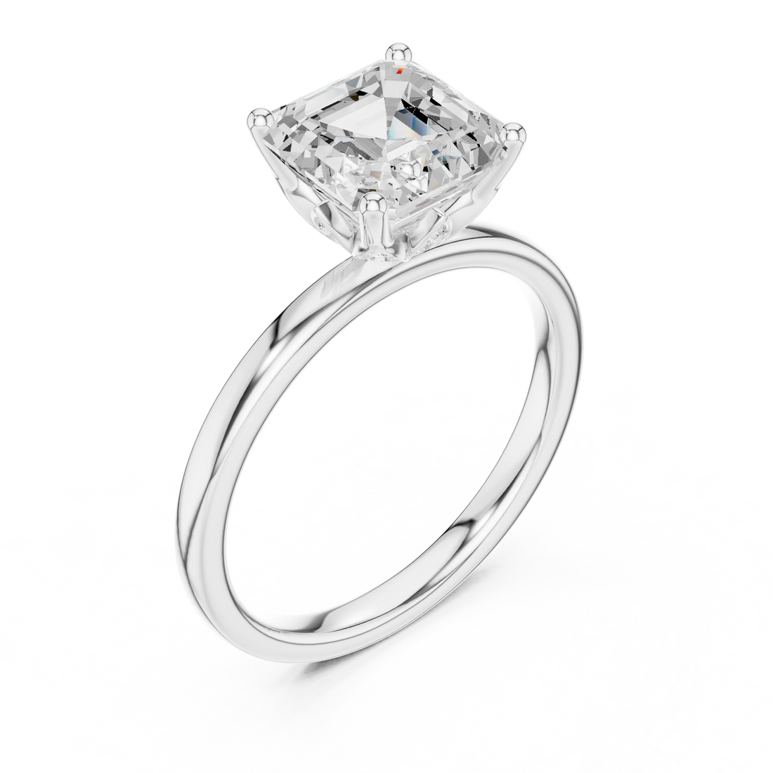Asscher Cut Diamond Solitaire Engagement Ring