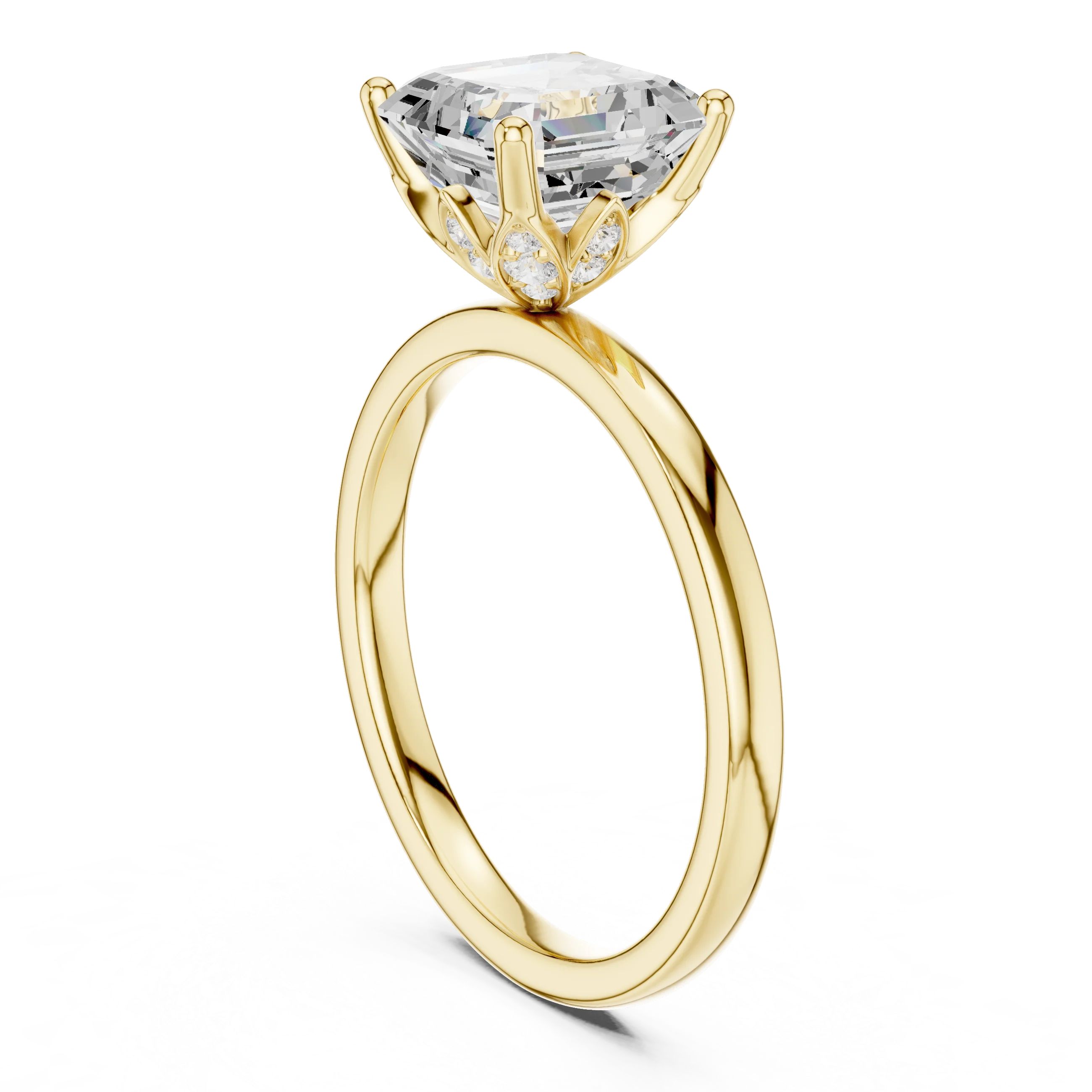 Asscher Cut Diamond Solitaire Engagement Ring