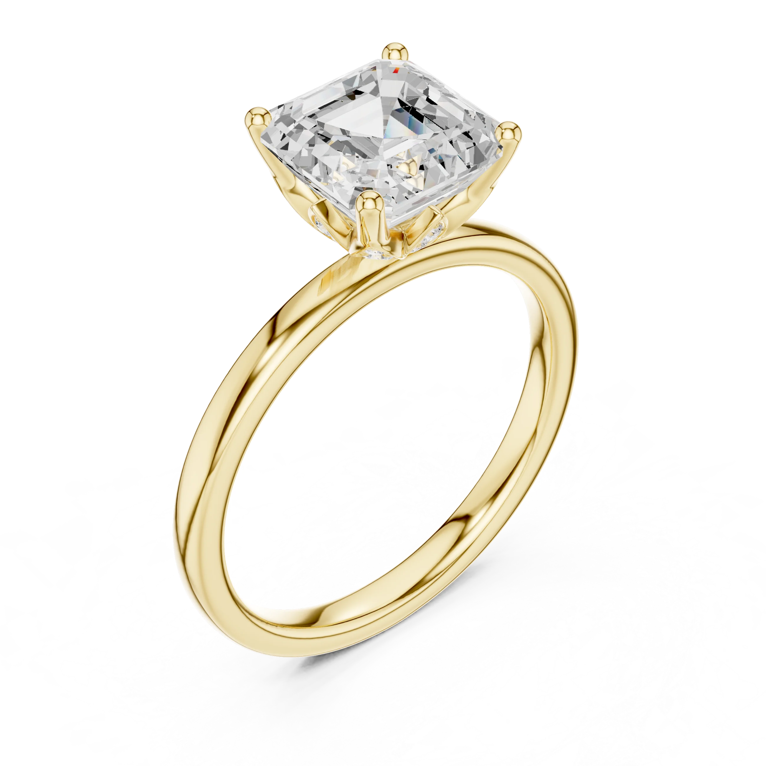 Asscher Cut Diamond Solitaire Engagement Ring