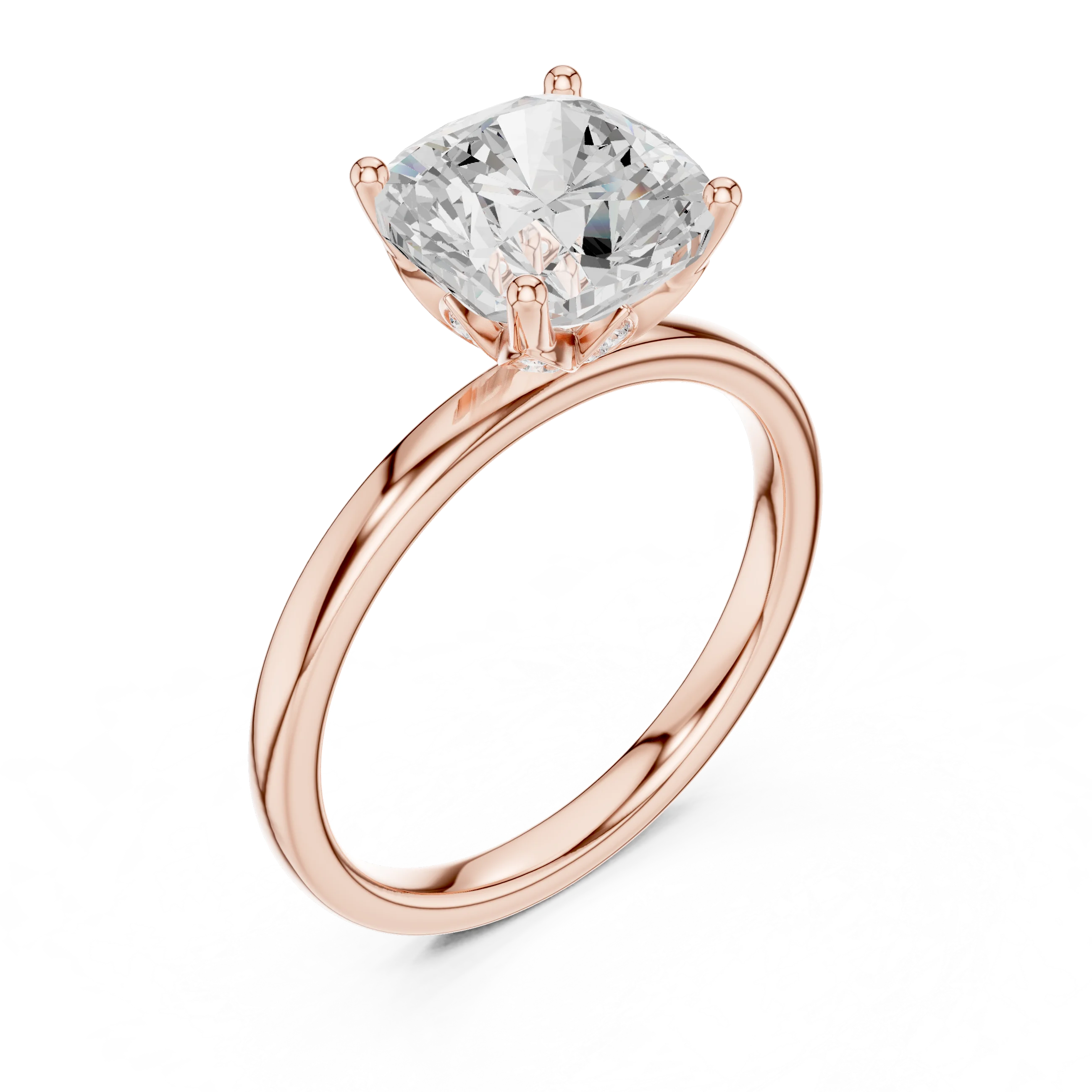 Cushion Cut Diamond Solitaire Engagement Ring