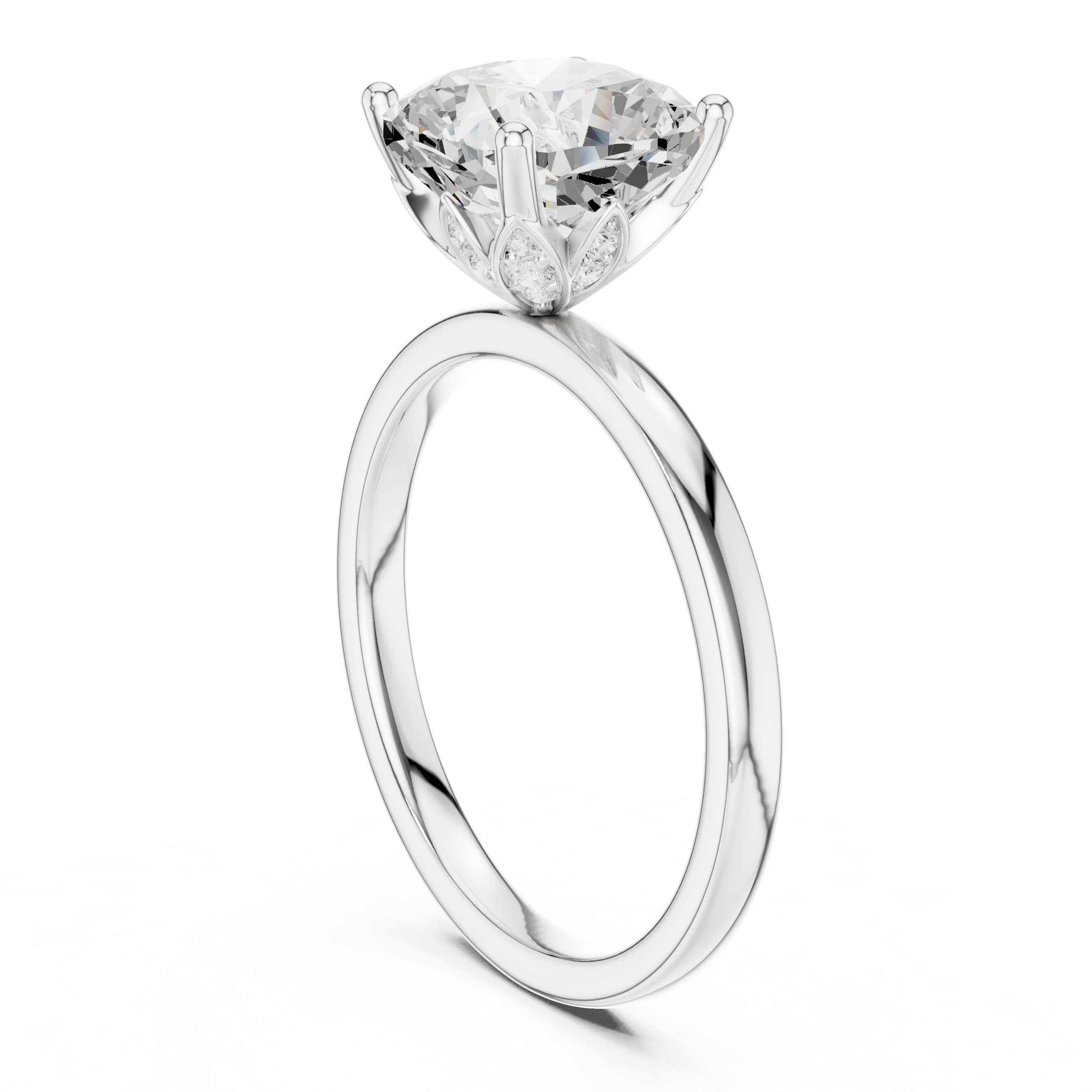 Cushion Cut Diamond Solitaire Engagement Ring