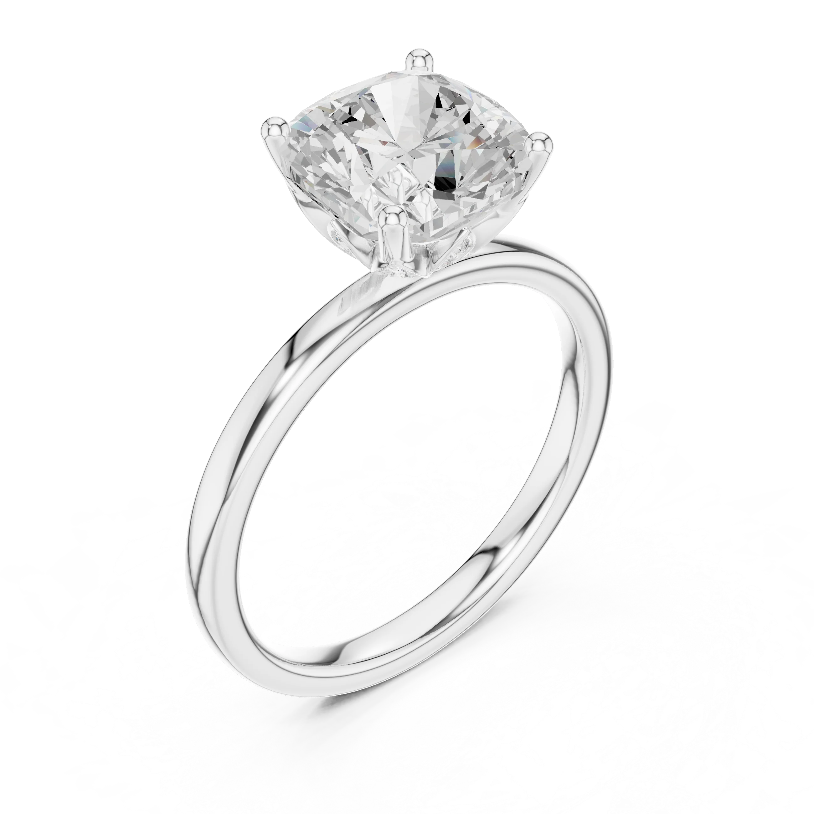 Cushion Cut Diamond Solitaire Engagement Ring