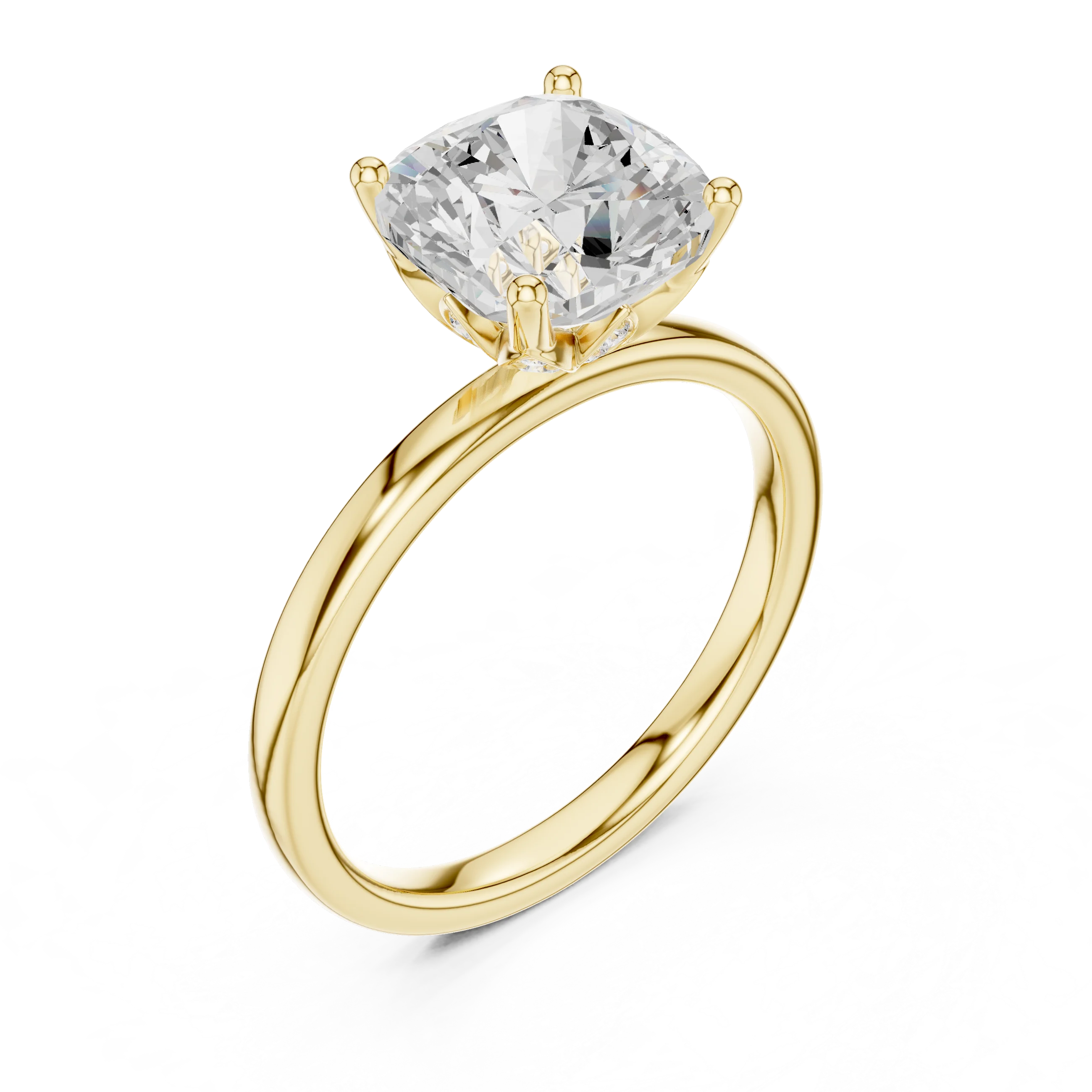 Cushion Cut Diamond Solitaire Engagement Ring