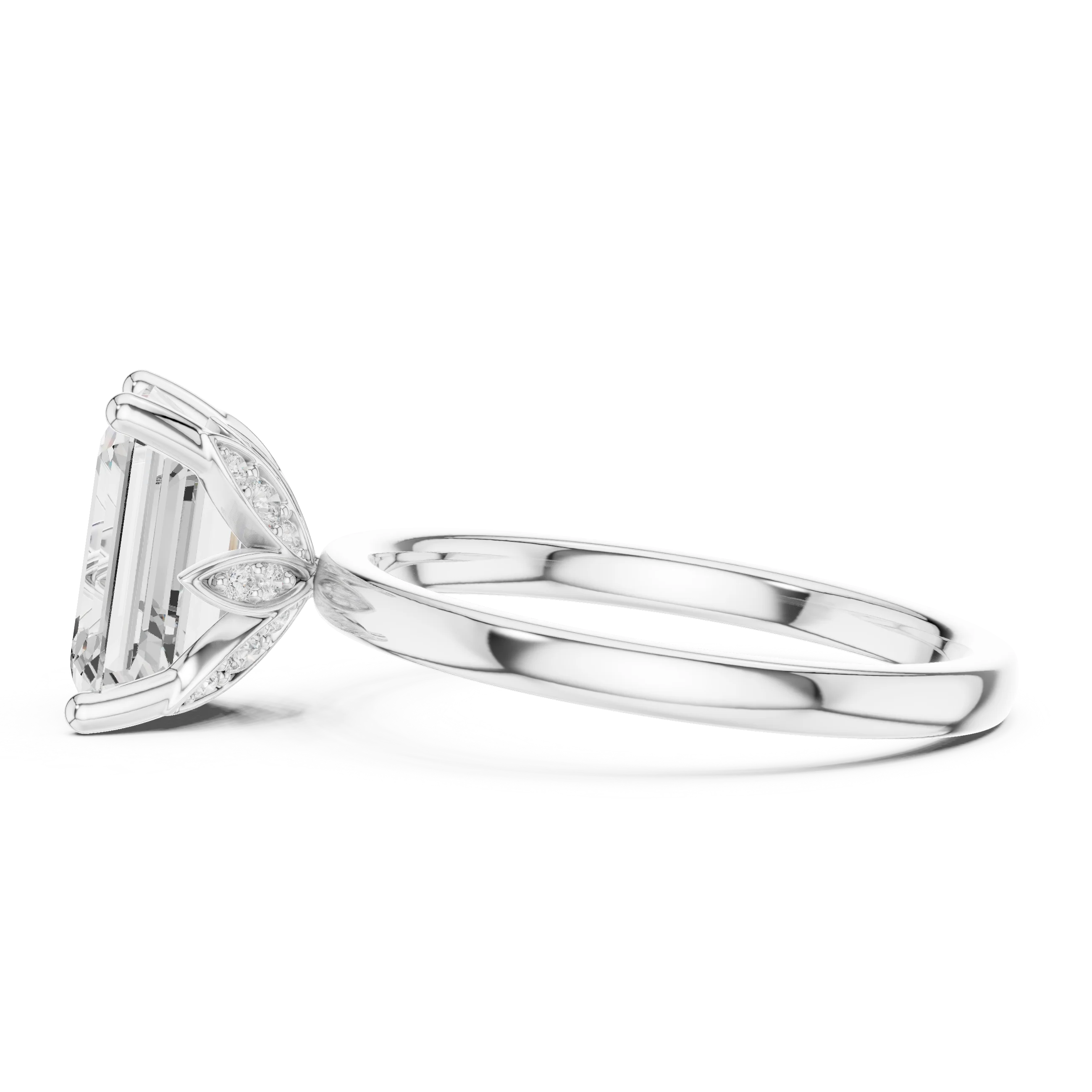 Emerald Cut Diamond Solitaire Engagement Ring
