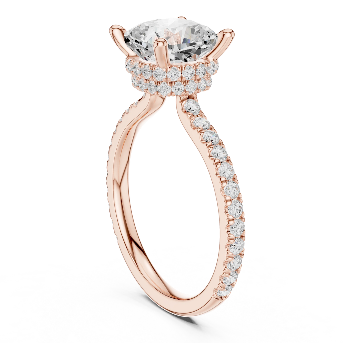 Cushion Cut Diamond Double Hidden Halo Engagement Ring