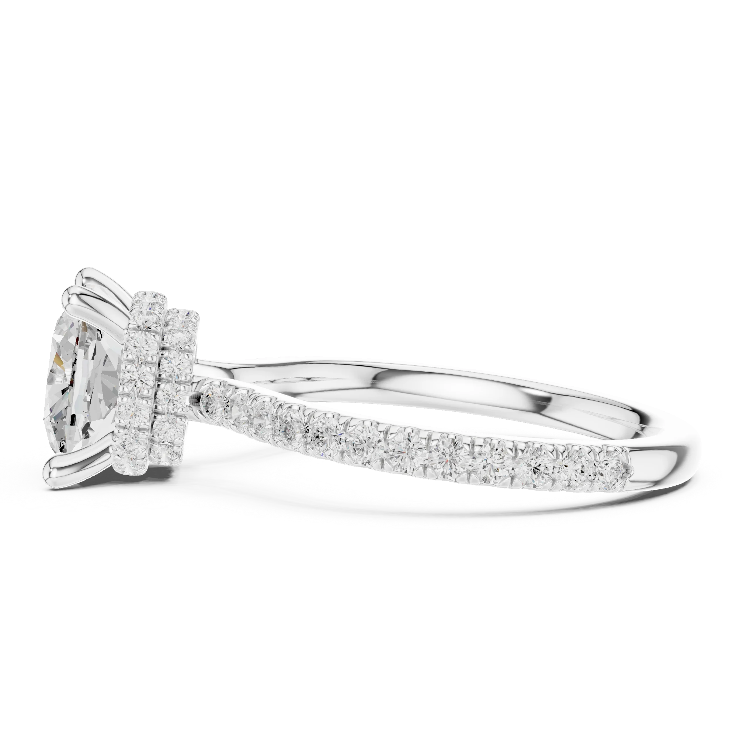 Cushion Cut Diamond Double Hidden Halo Engagement Ring