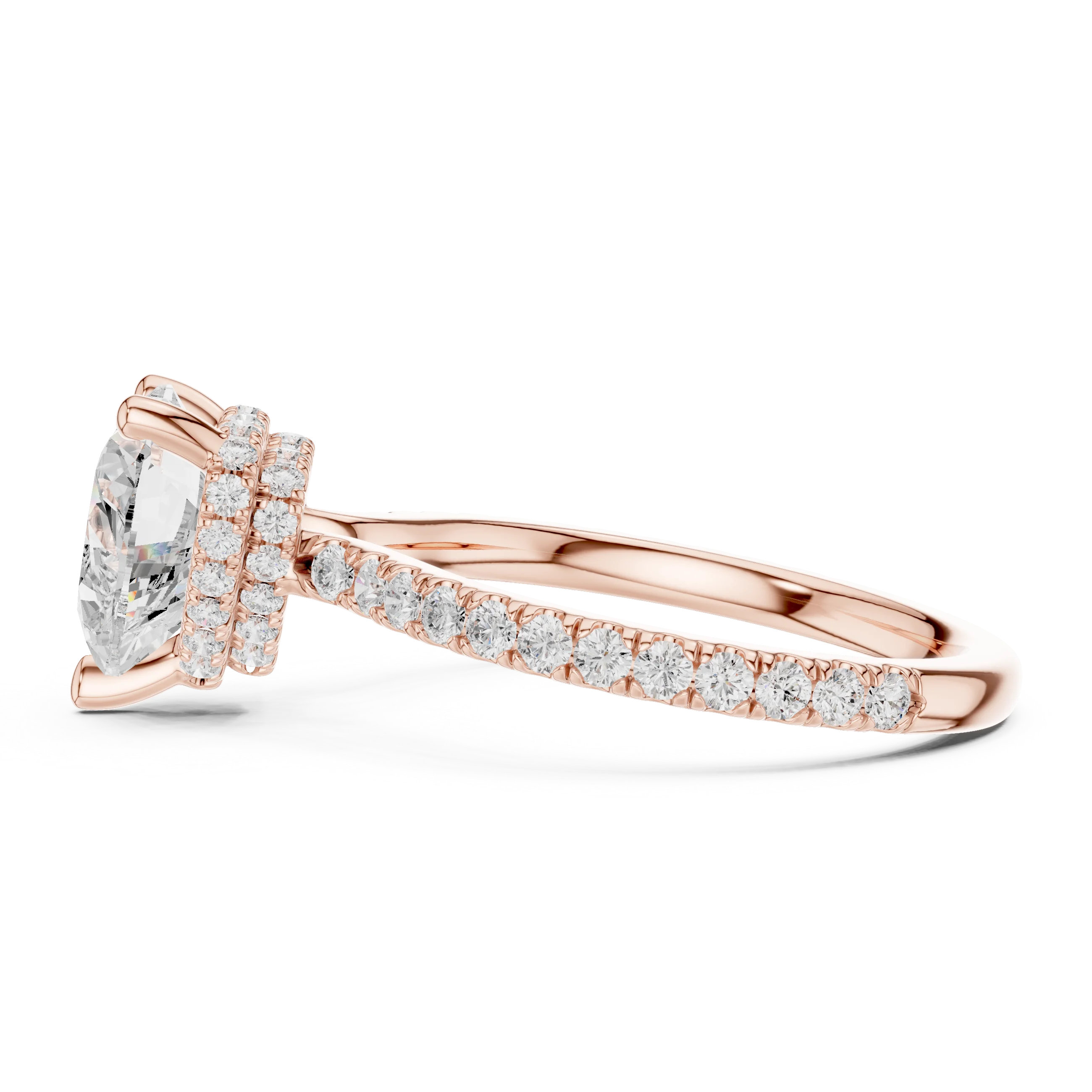 Heart Cut Diamond Double Hidden Halo Engagement Ring