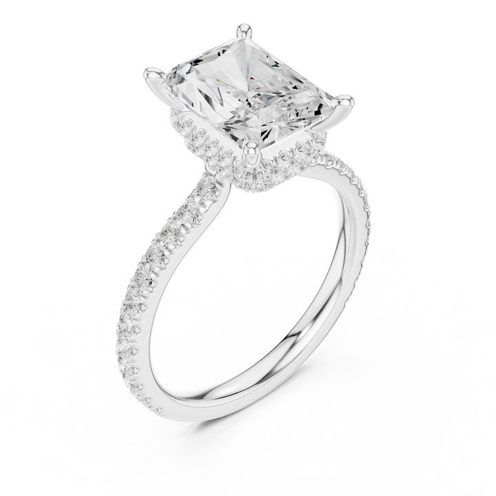 Radiant Cut Diamond Double Hidden Halo Engagement Ring