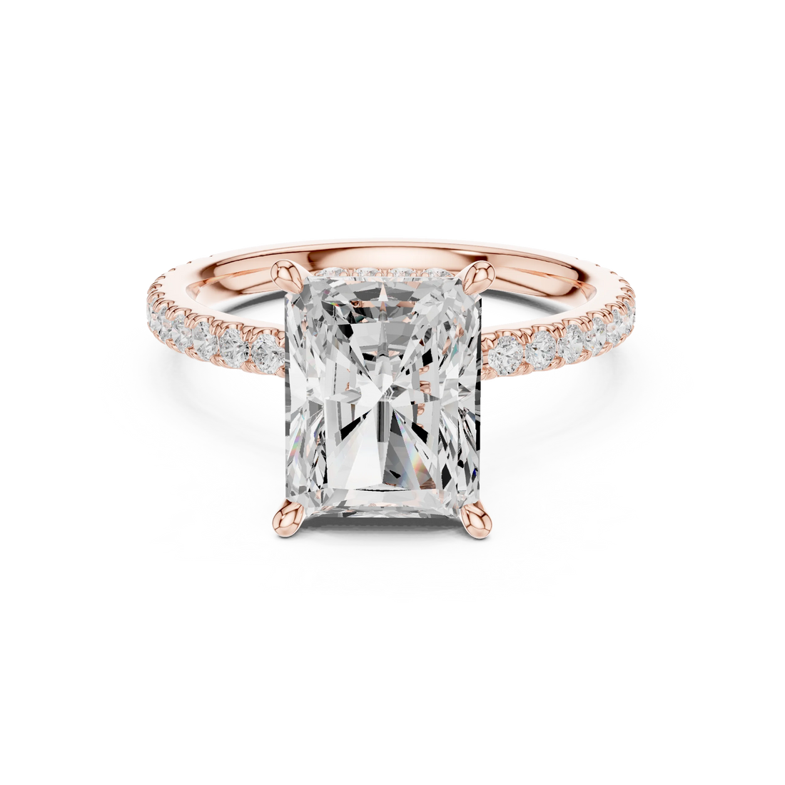 Radiant Cut Diamond Double Hidden Halo Engagement Ring