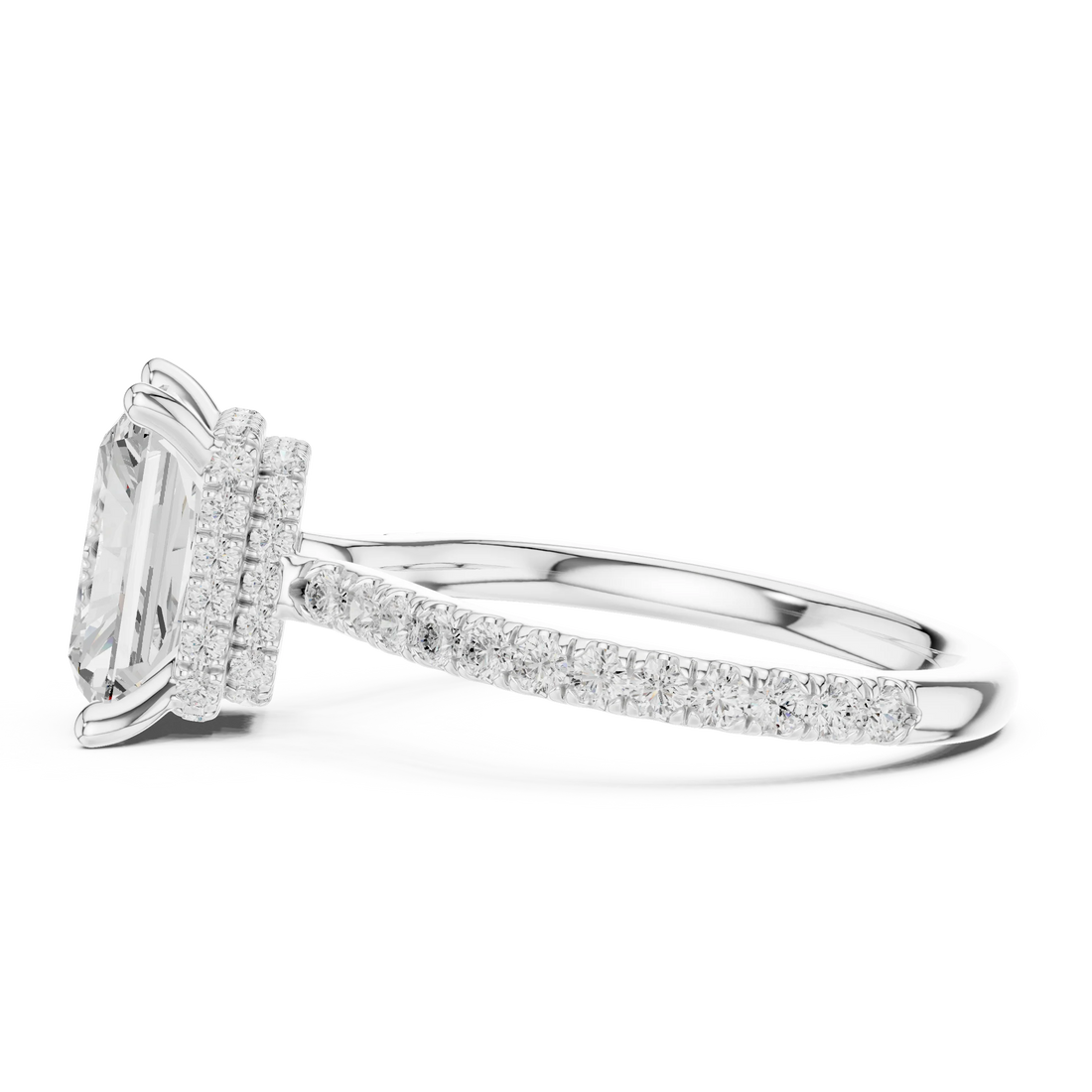 Radiant Cut Diamond Double Hidden Halo Engagement Ring