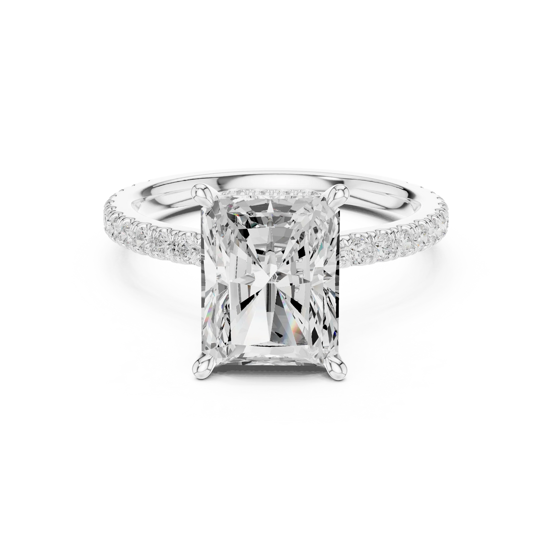Radiant Cut Diamond Double Hidden Halo Engagement Ring