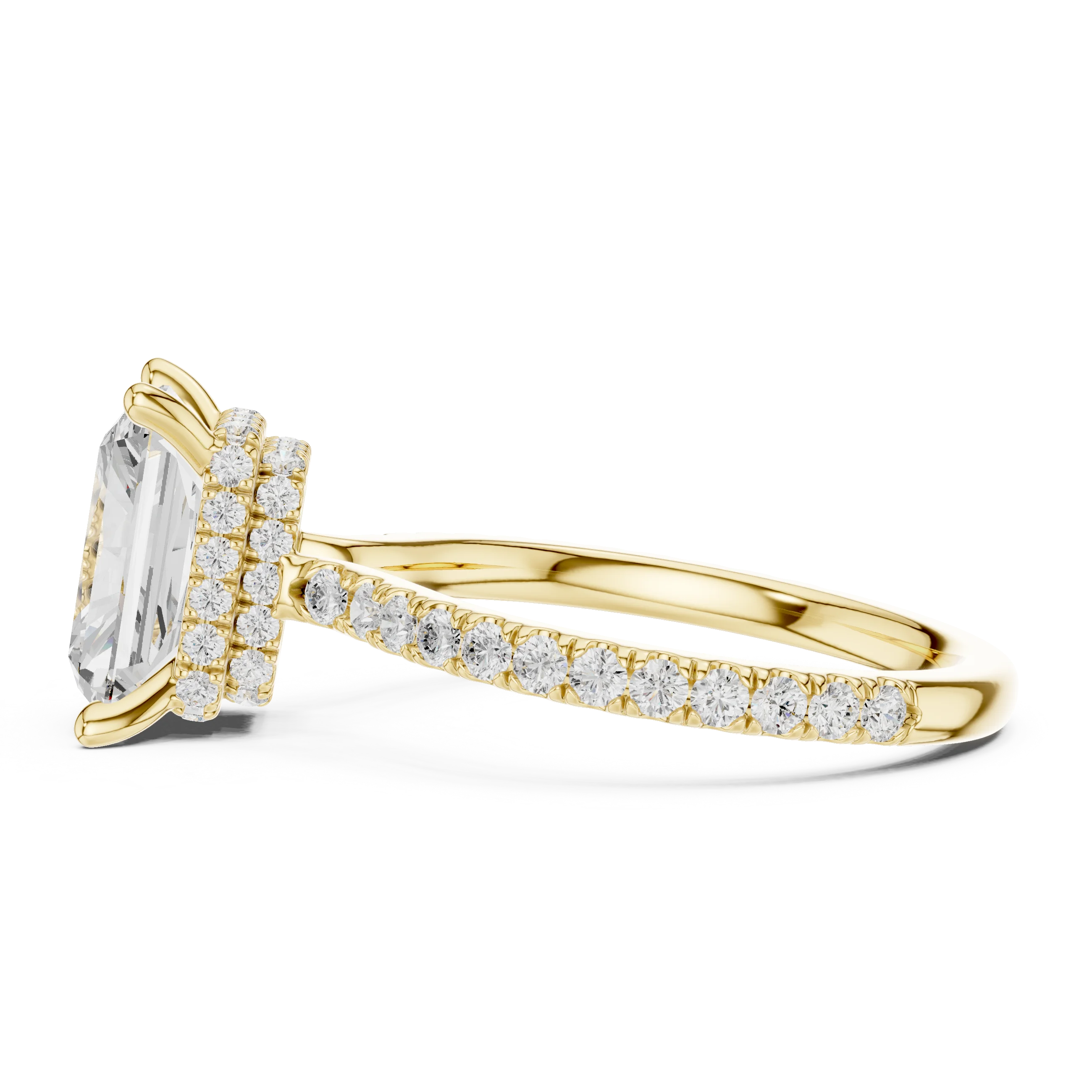 Radiant Cut Diamond Double Hidden Halo Engagement Ring