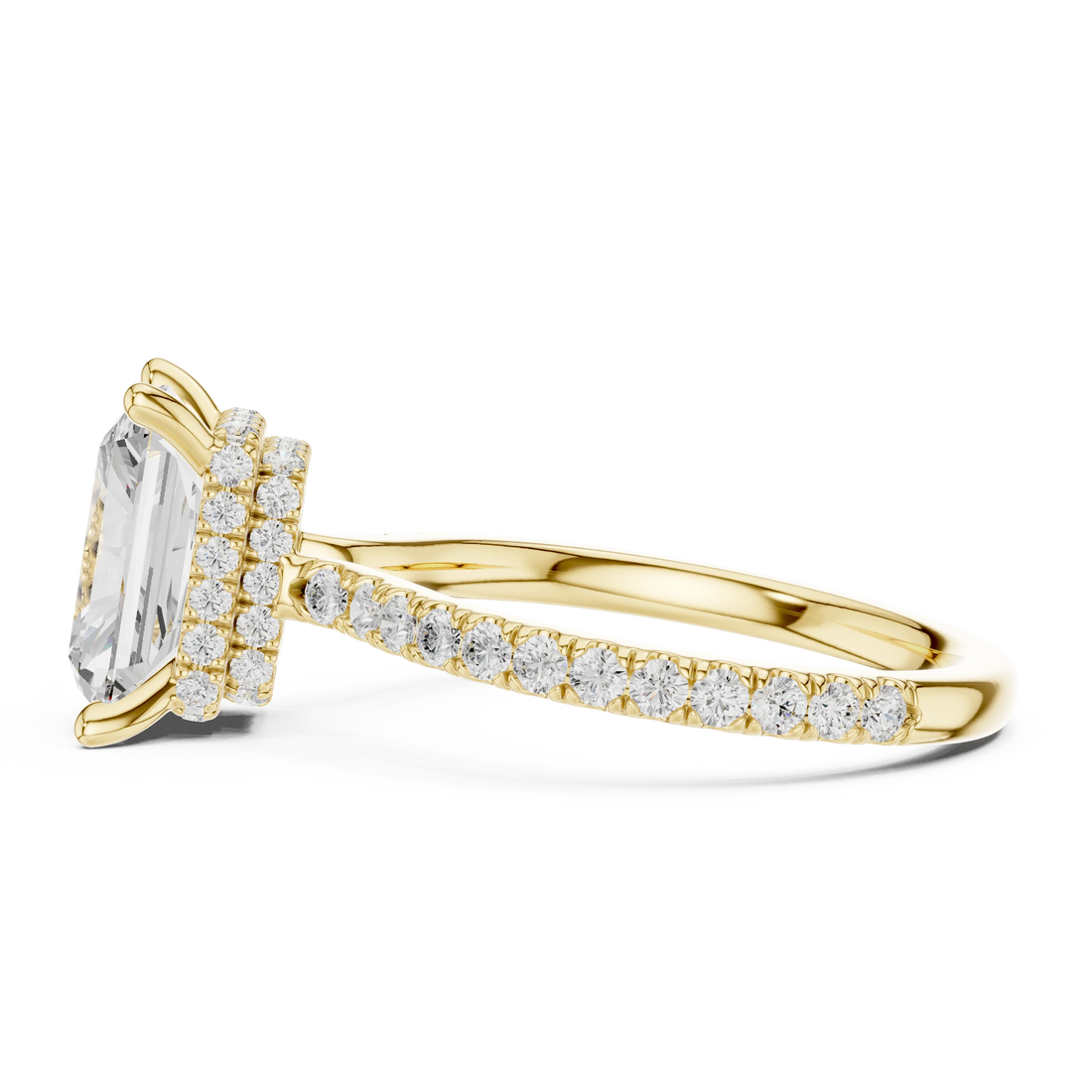 Radiant Cut Diamond Double Hidden Halo Engagement Ring