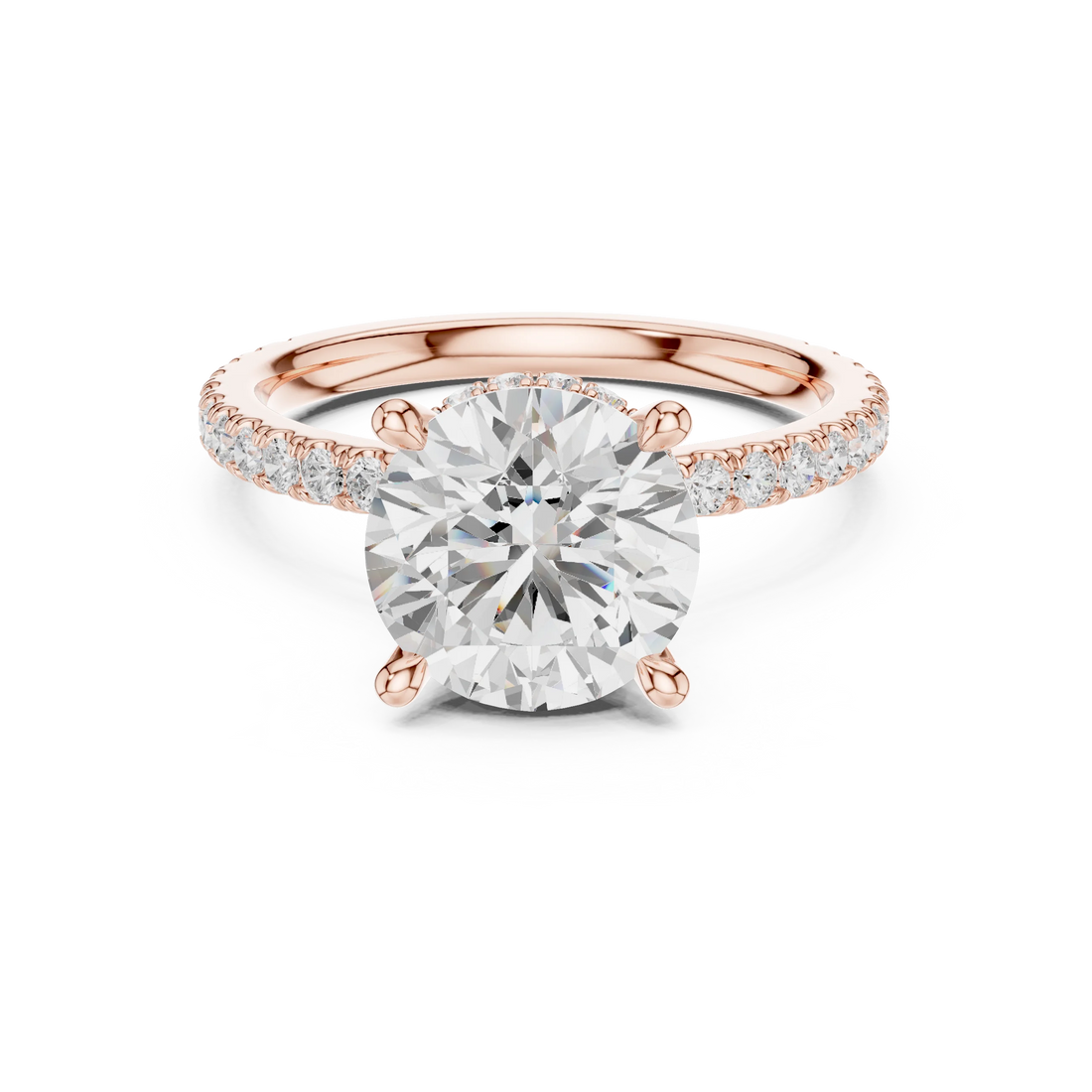 Round Cut Diamond Double Hidden Halo Engagement Ring