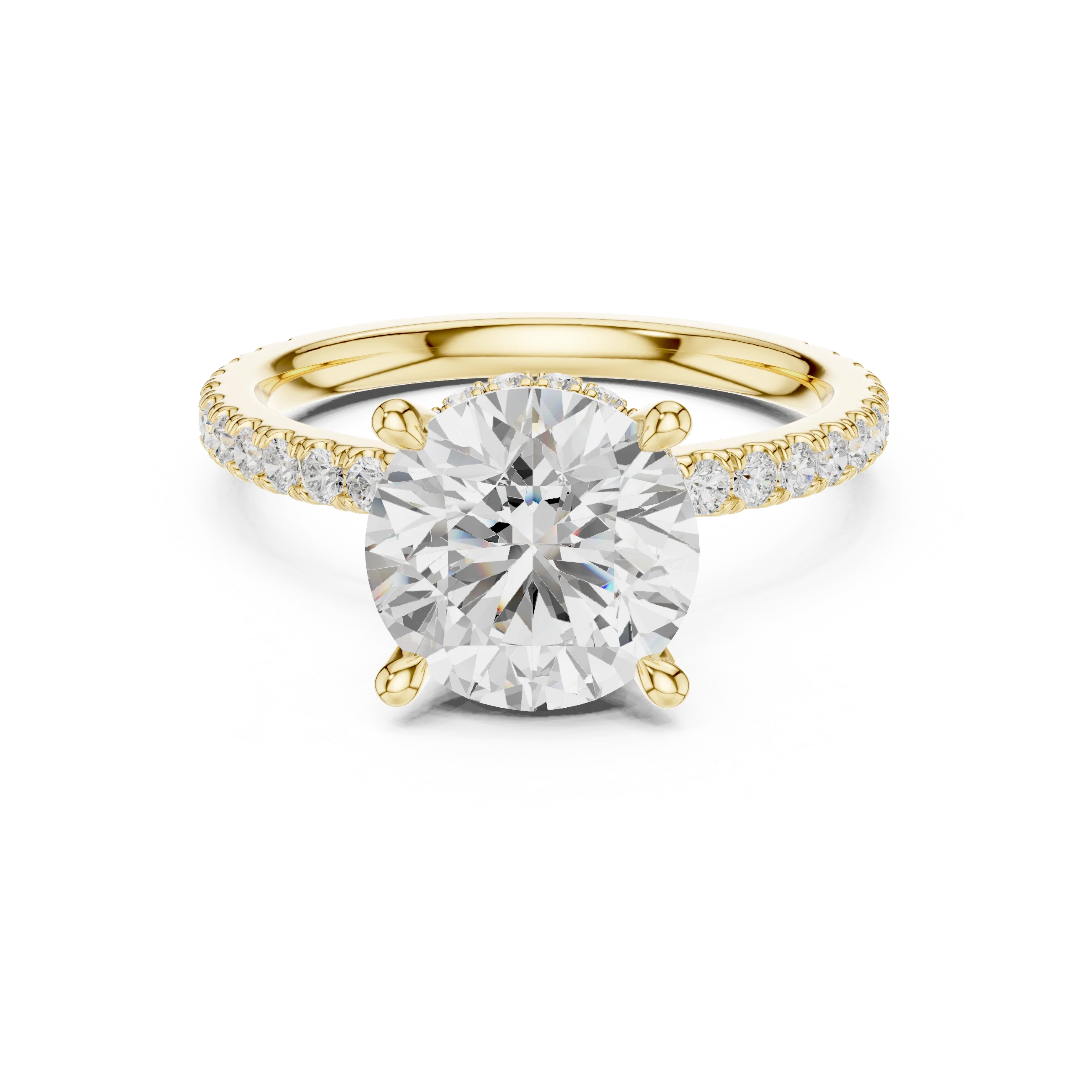 Round Cut Diamond Double Hidden Halo Engagement Ring