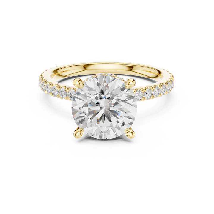 Round Cut Diamond Double Hidden Halo Engagement Ring