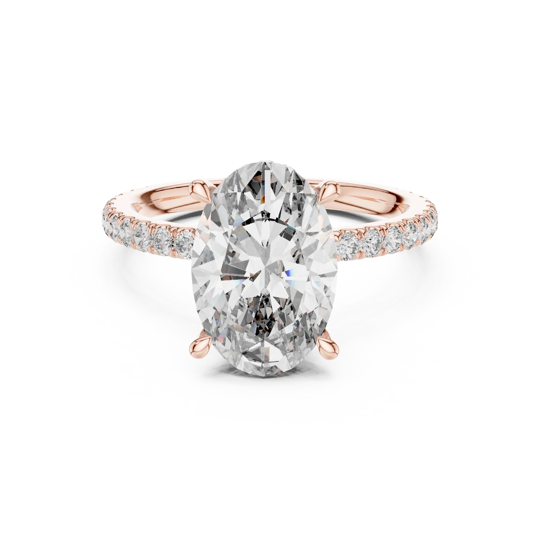 Cushion Diamond Double Halo Engagement Ring with Pave Band