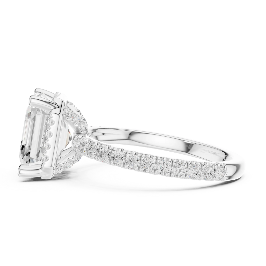 Asscher Diamond Hidden Halo Engagement Ring