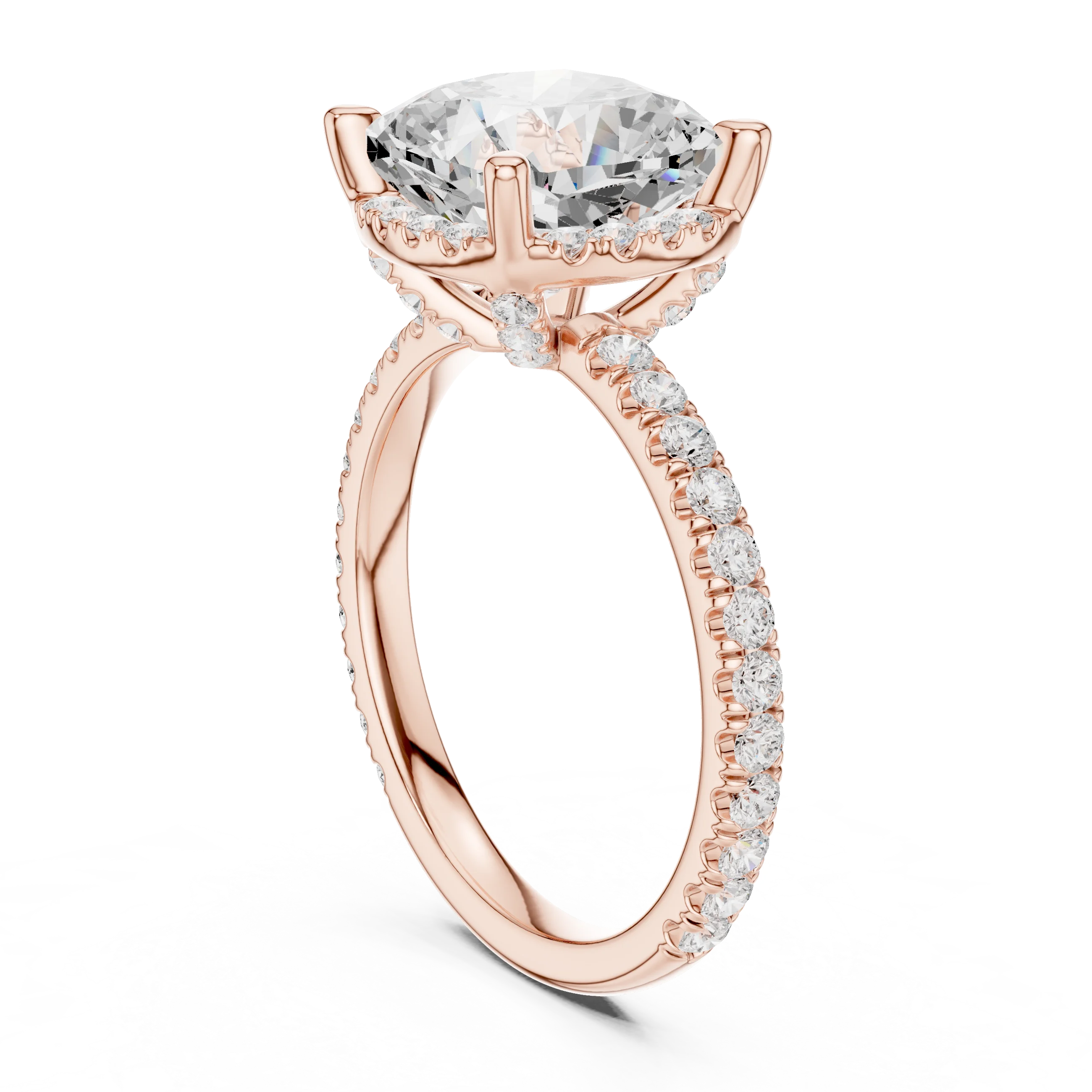 Cushion Diamond Hidden Halo Engagement Ring