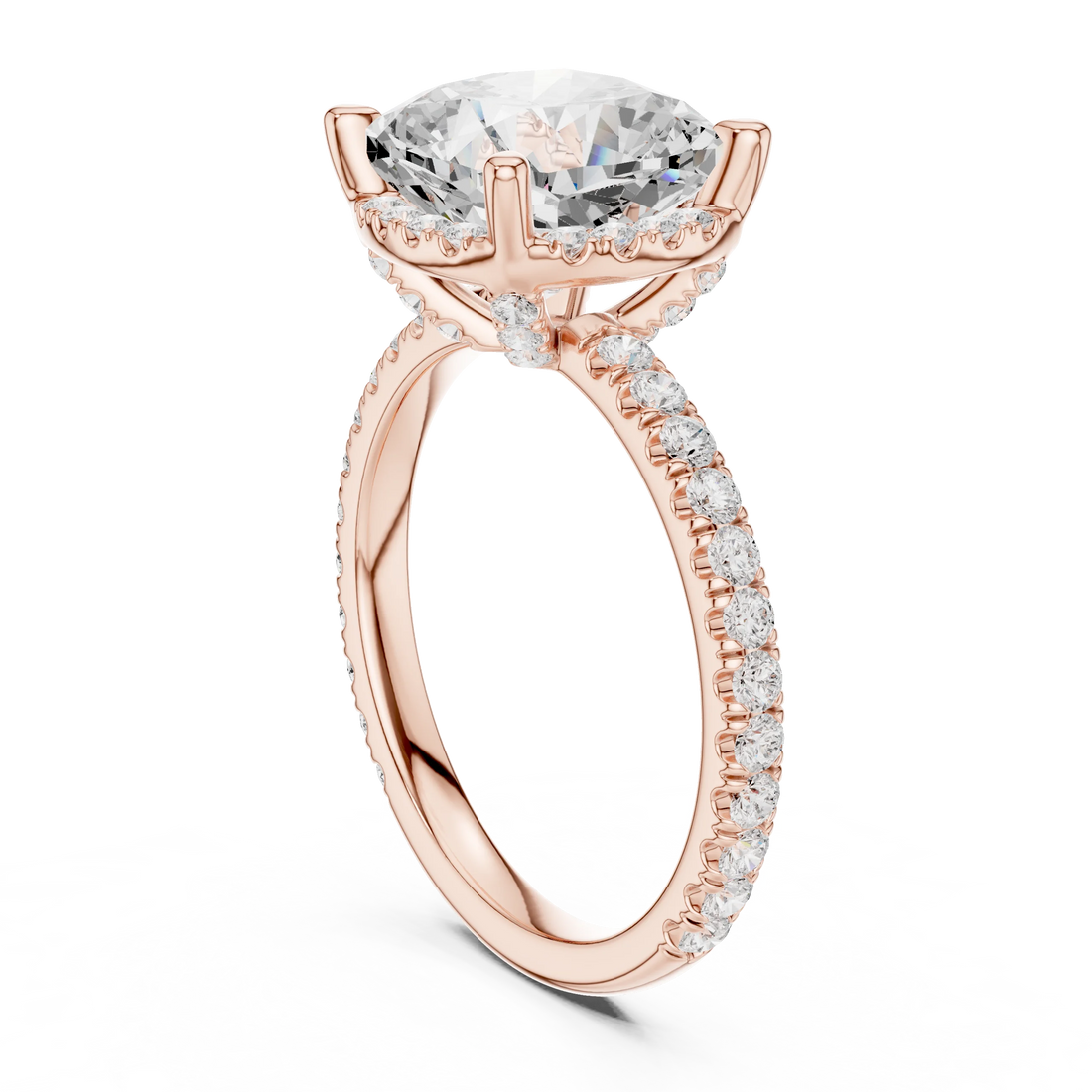 Cushion Diamond Hidden Halo Engagement Ring