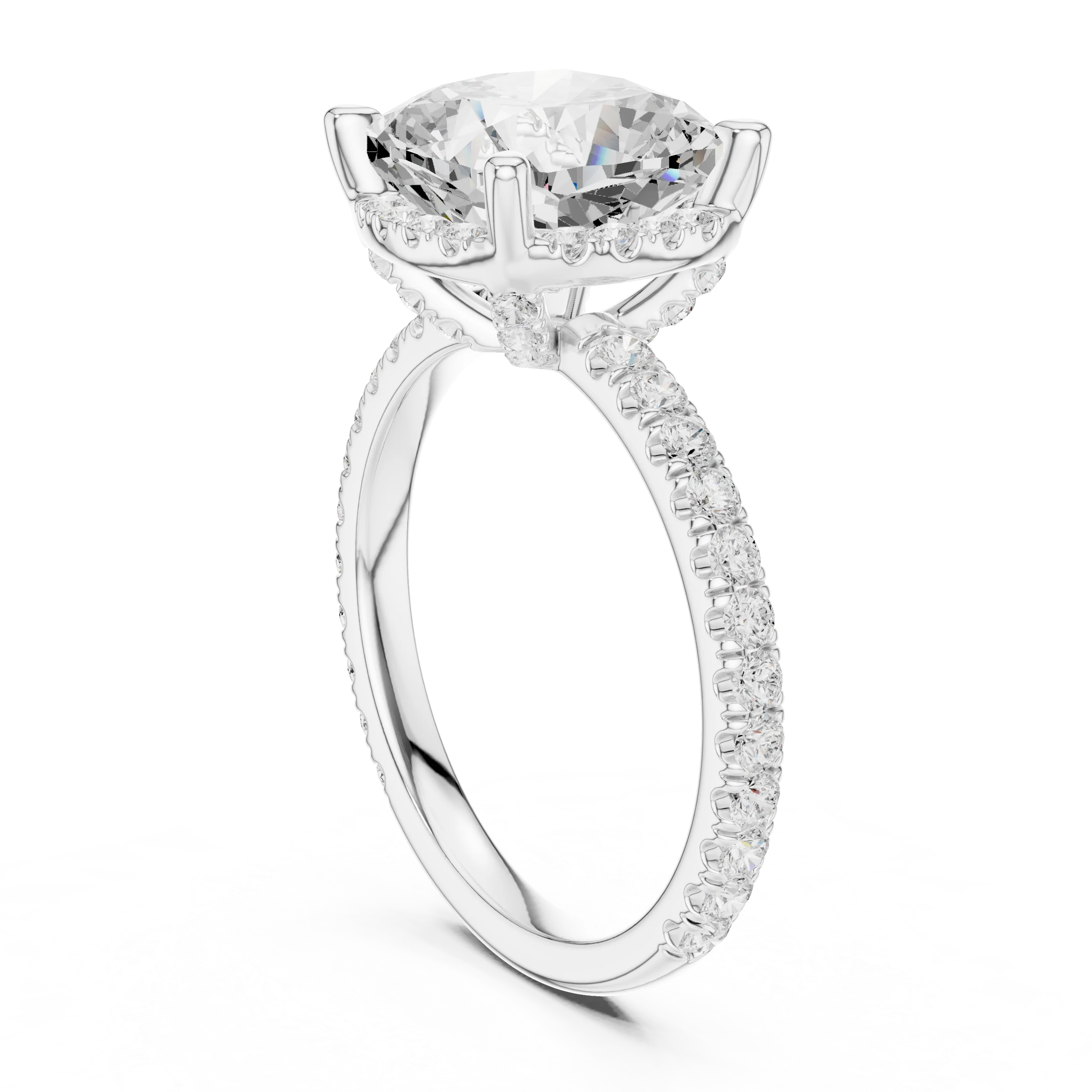 Cushion Diamond Hidden Halo Engagement Ring