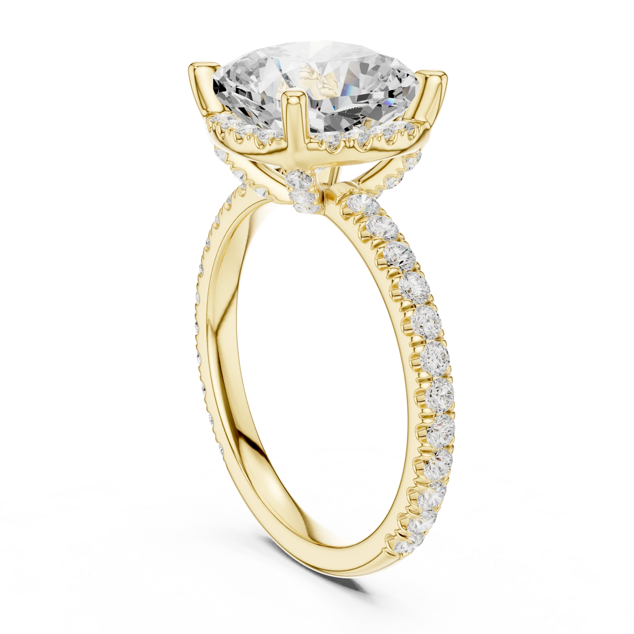 Cushion Diamond Hidden Halo Engagement Ring