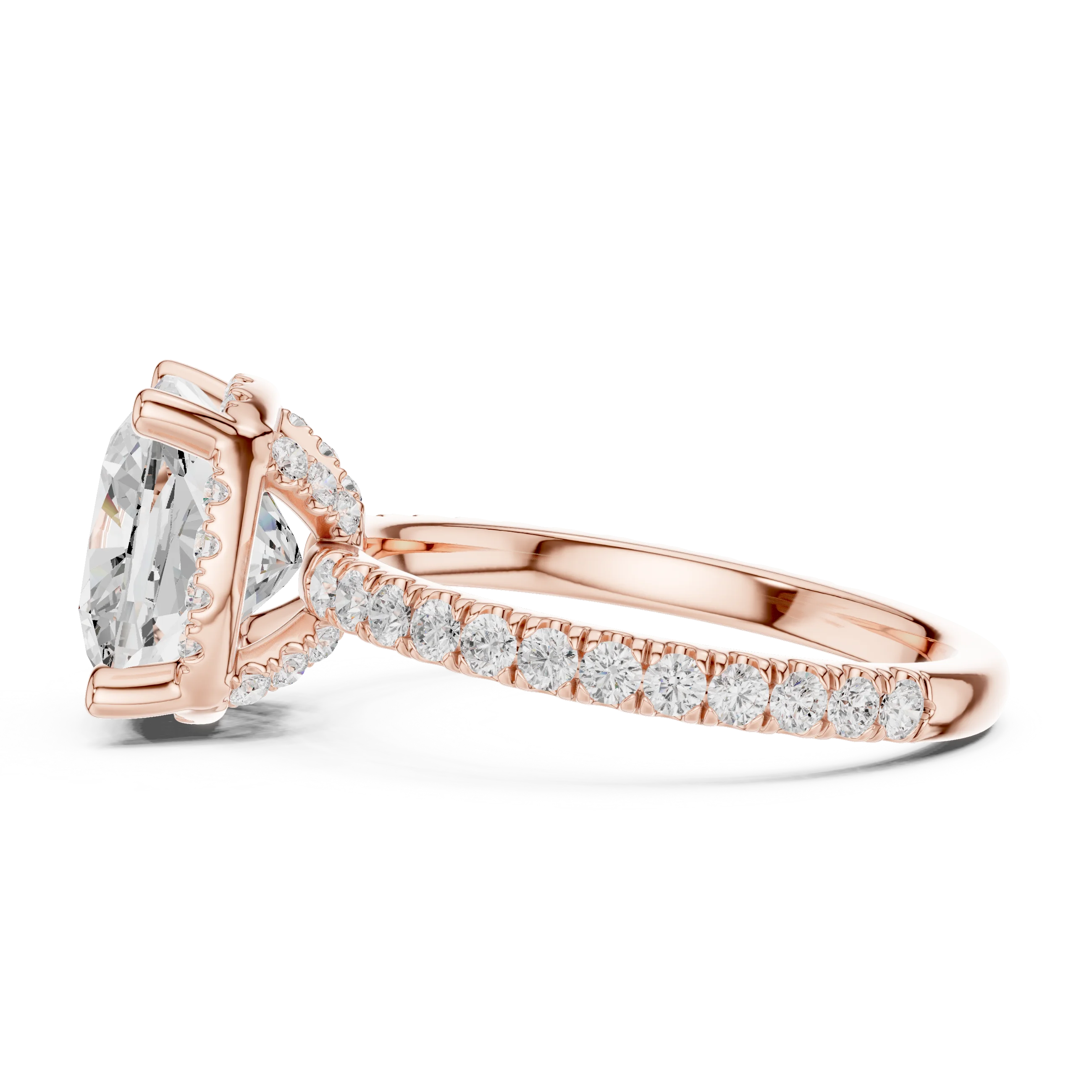 Cushion Diamond Hidden Halo Engagement Ring