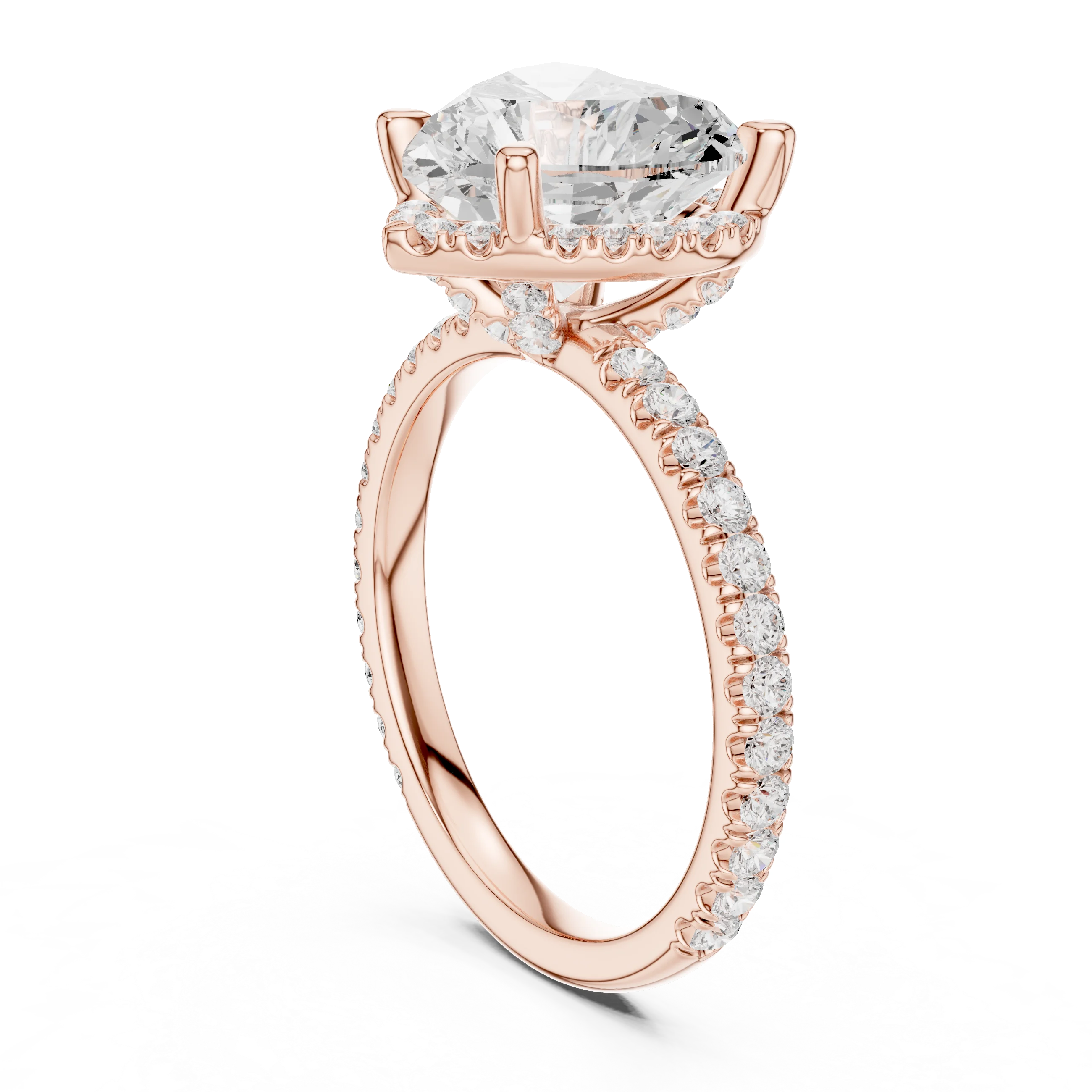 Heart Diamond Hidden Halo Engagement Ring