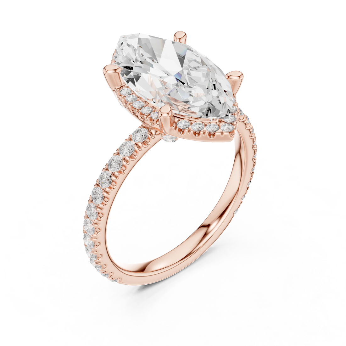 Marquise Diamond Hidden Halo Engagement Ring