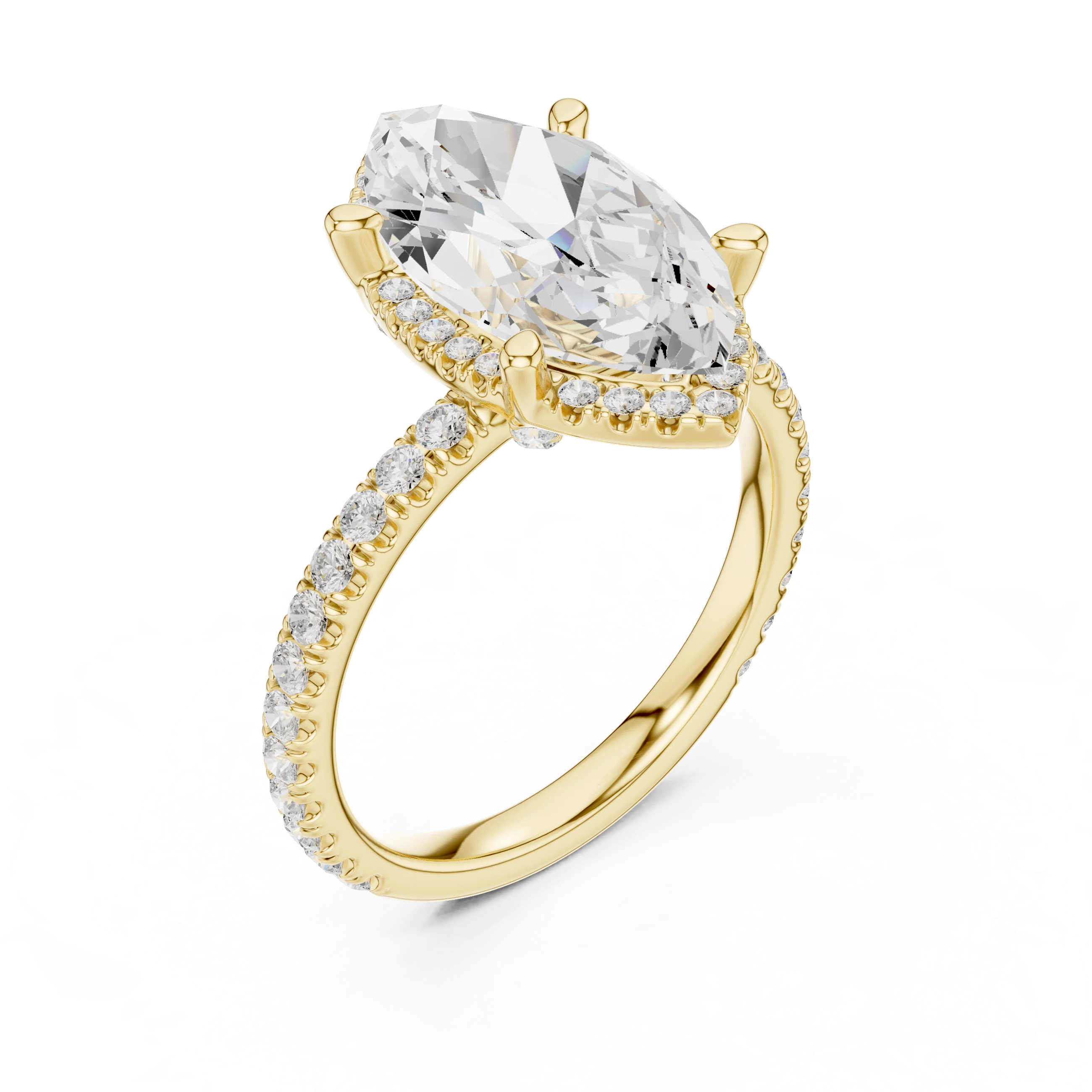 Marquise Diamond Hidden Halo Engagement Ring