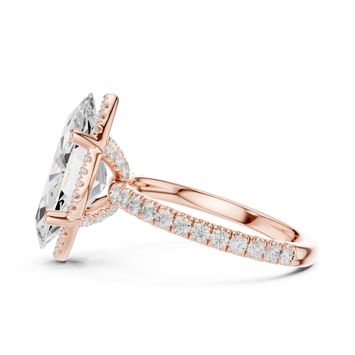 Marquise Diamond Hidden Halo Engagement Ring
