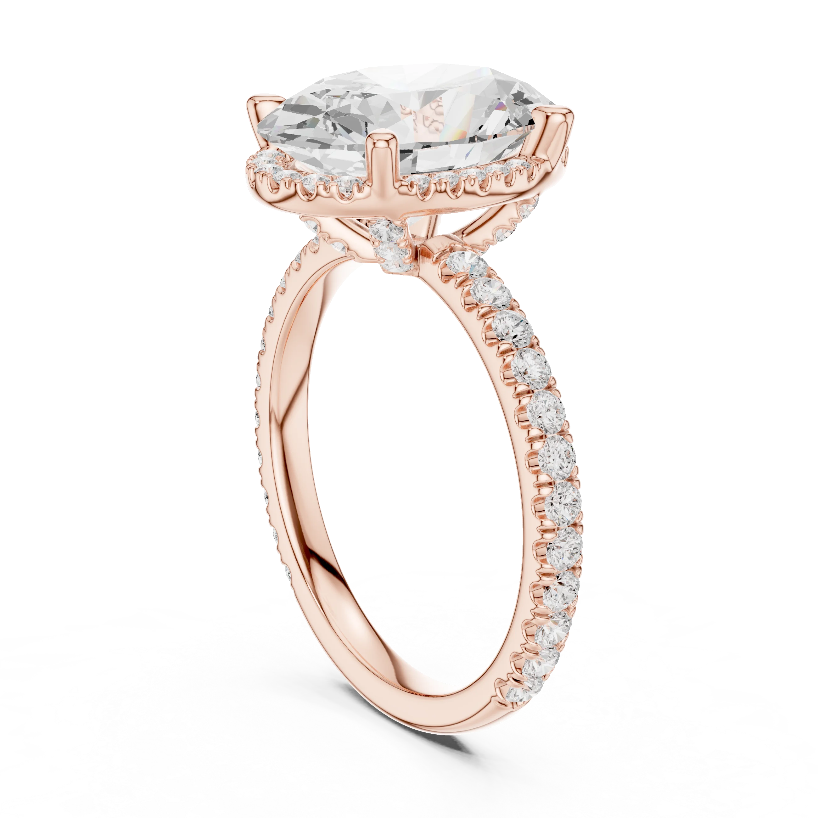 Oval Diamond Hidden Halo Engagement Ring