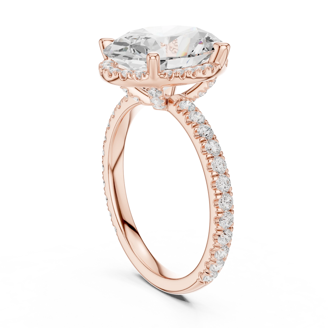Oval Diamond Hidden Halo Engagement Ring