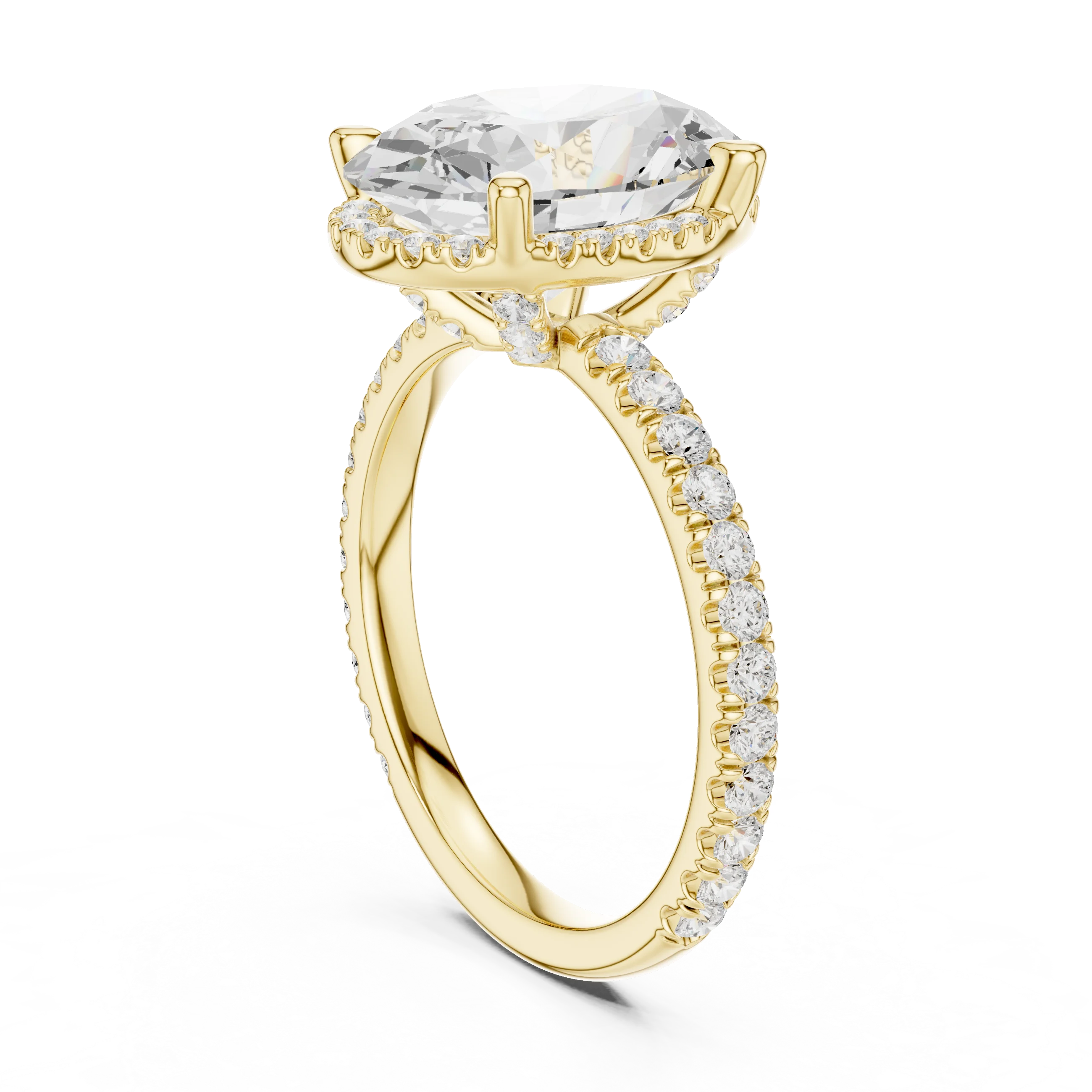 Oval Diamond Hidden Halo Engagement Ring