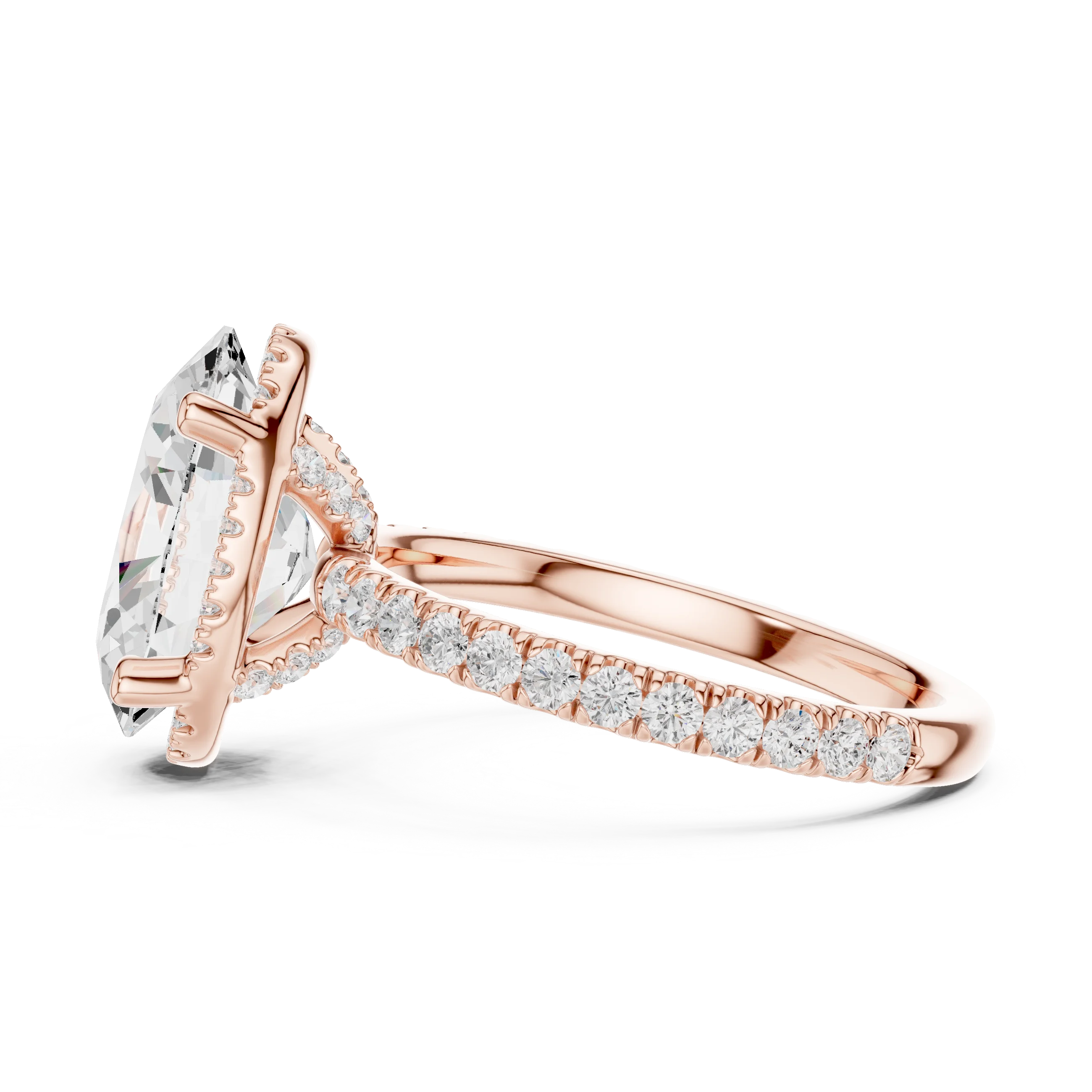 Oval Diamond Hidden Halo Engagement Ring