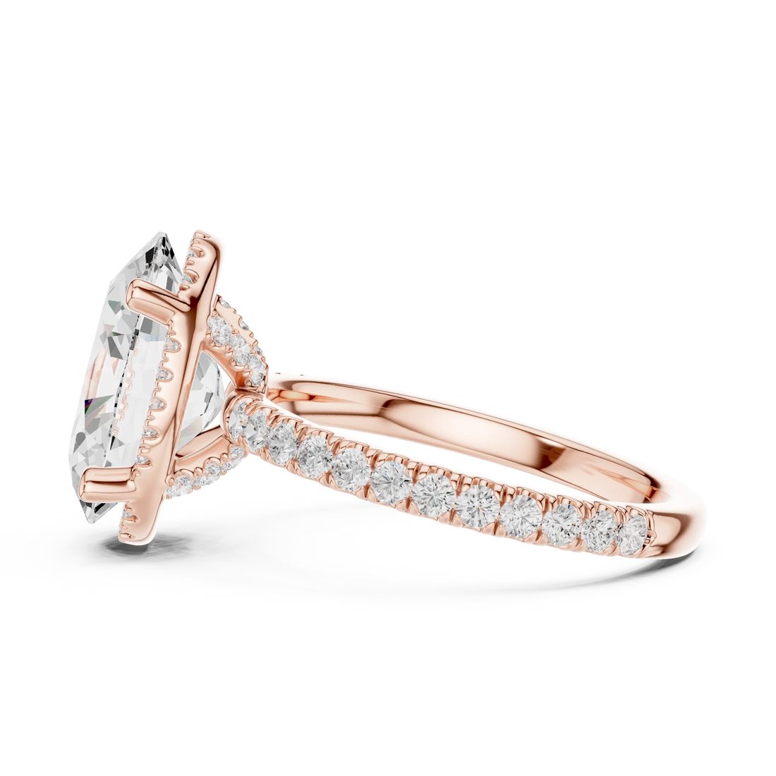 Oval Diamond Hidden Halo Engagement Ring