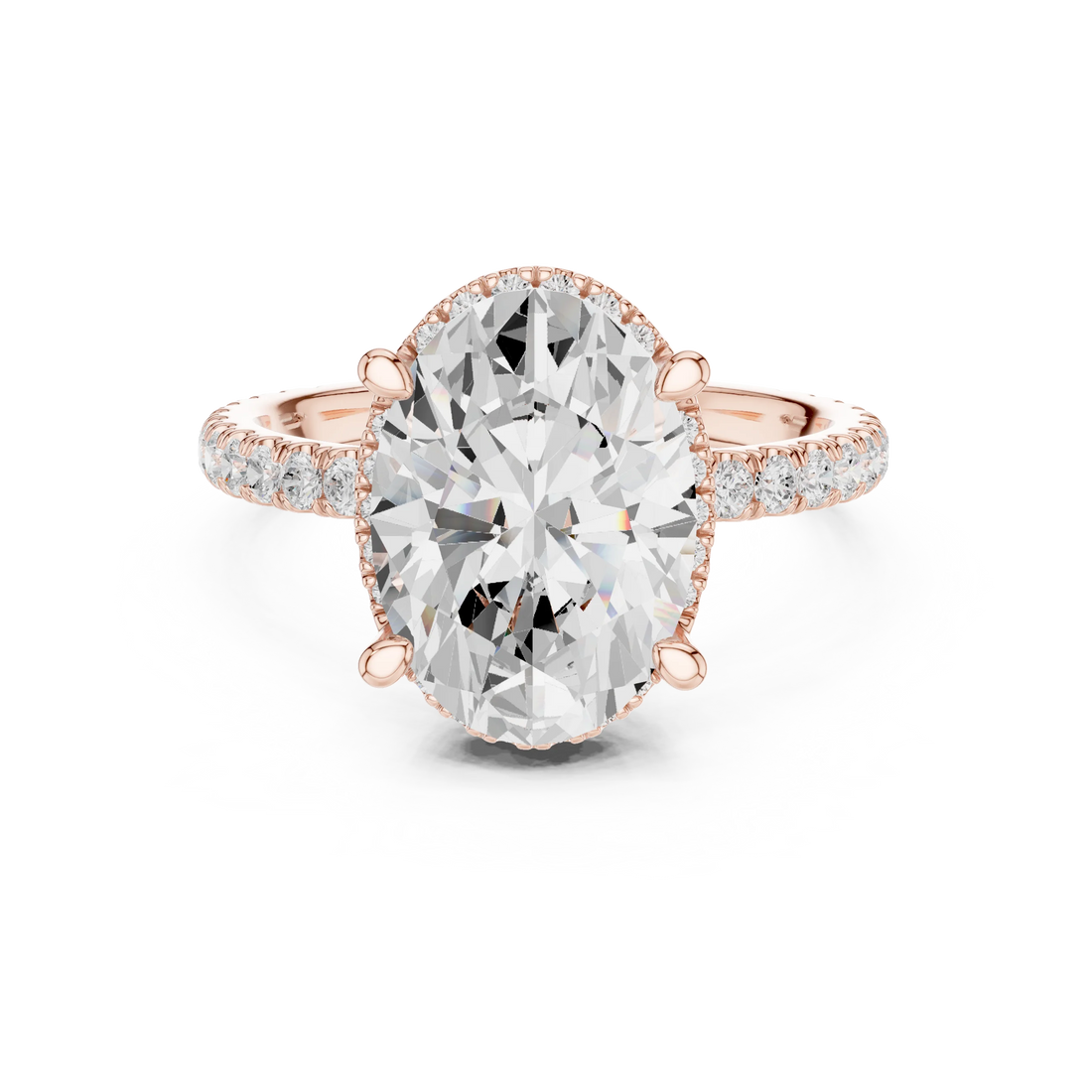 Oval Diamond Hidden Halo Engagement Ring