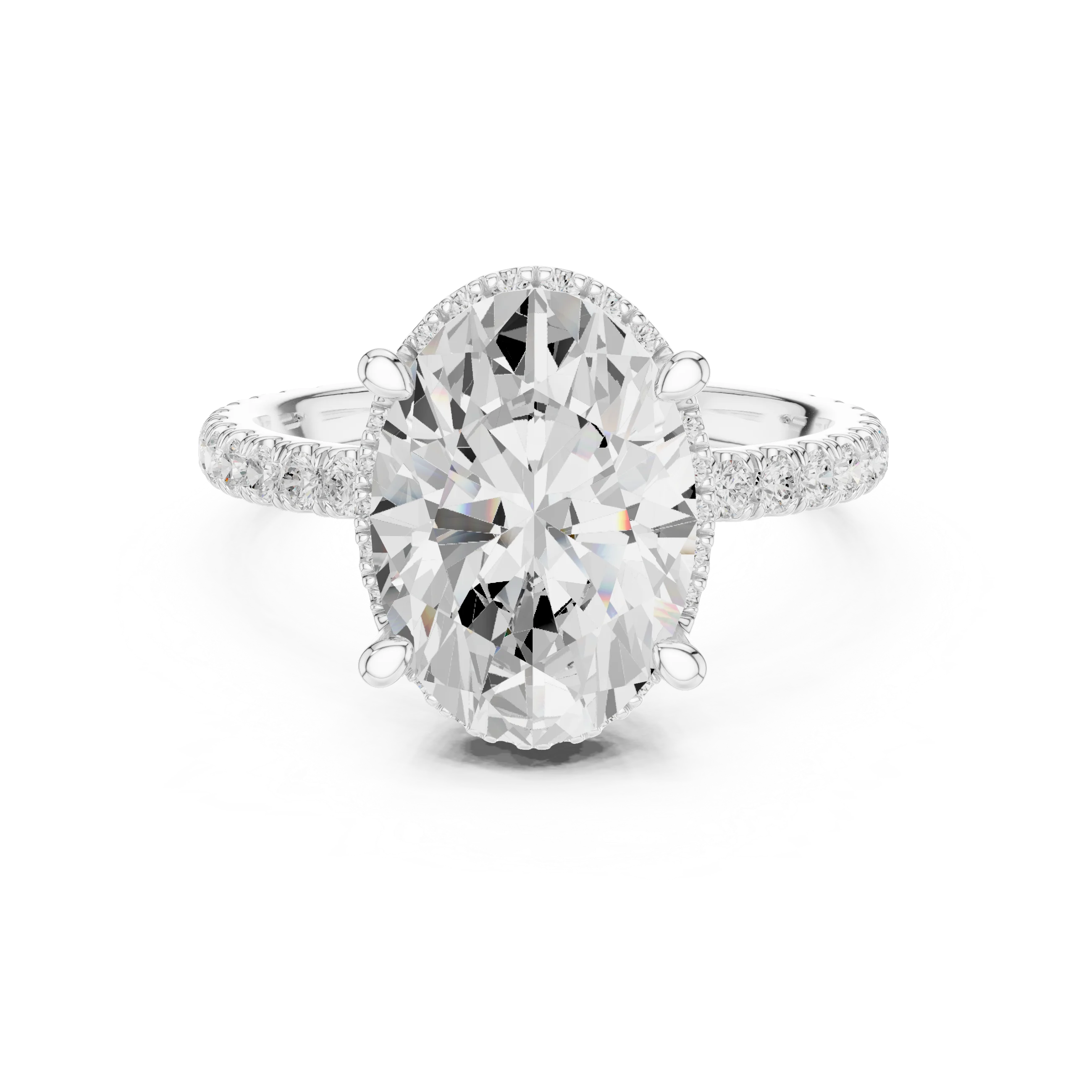 Oval Diamond Hidden Halo Engagement Ring