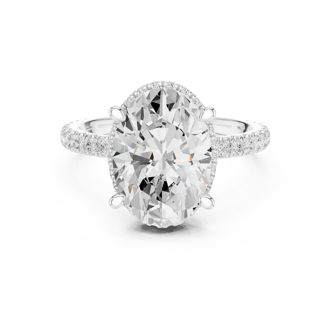 Oval Diamond Hidden Halo Engagement Ring
