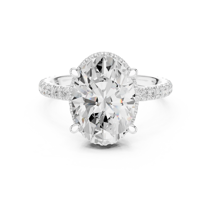 Oval Diamond Hidden Halo Engagement Ring