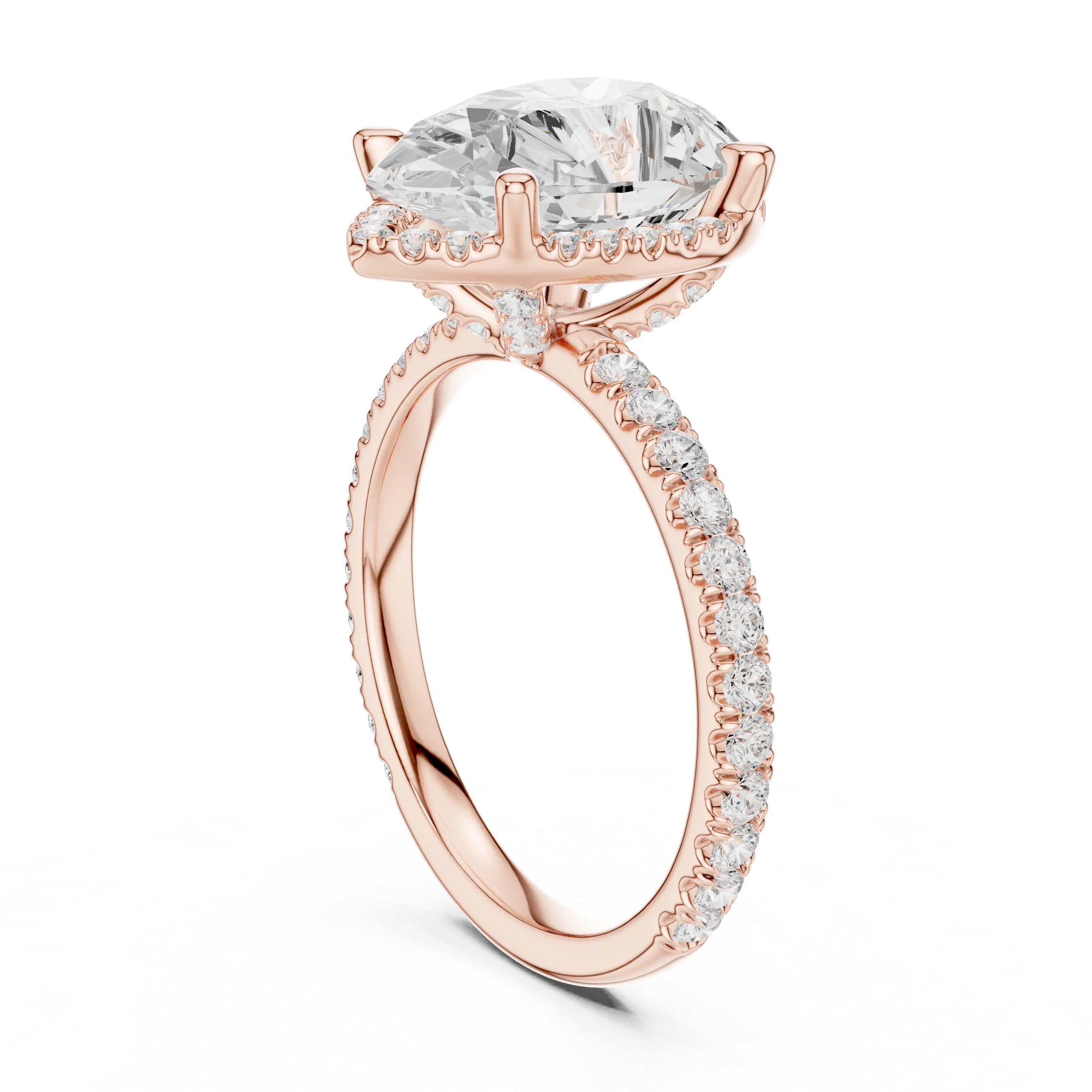 Pear Diamond Hidden Halo Engagement Ring