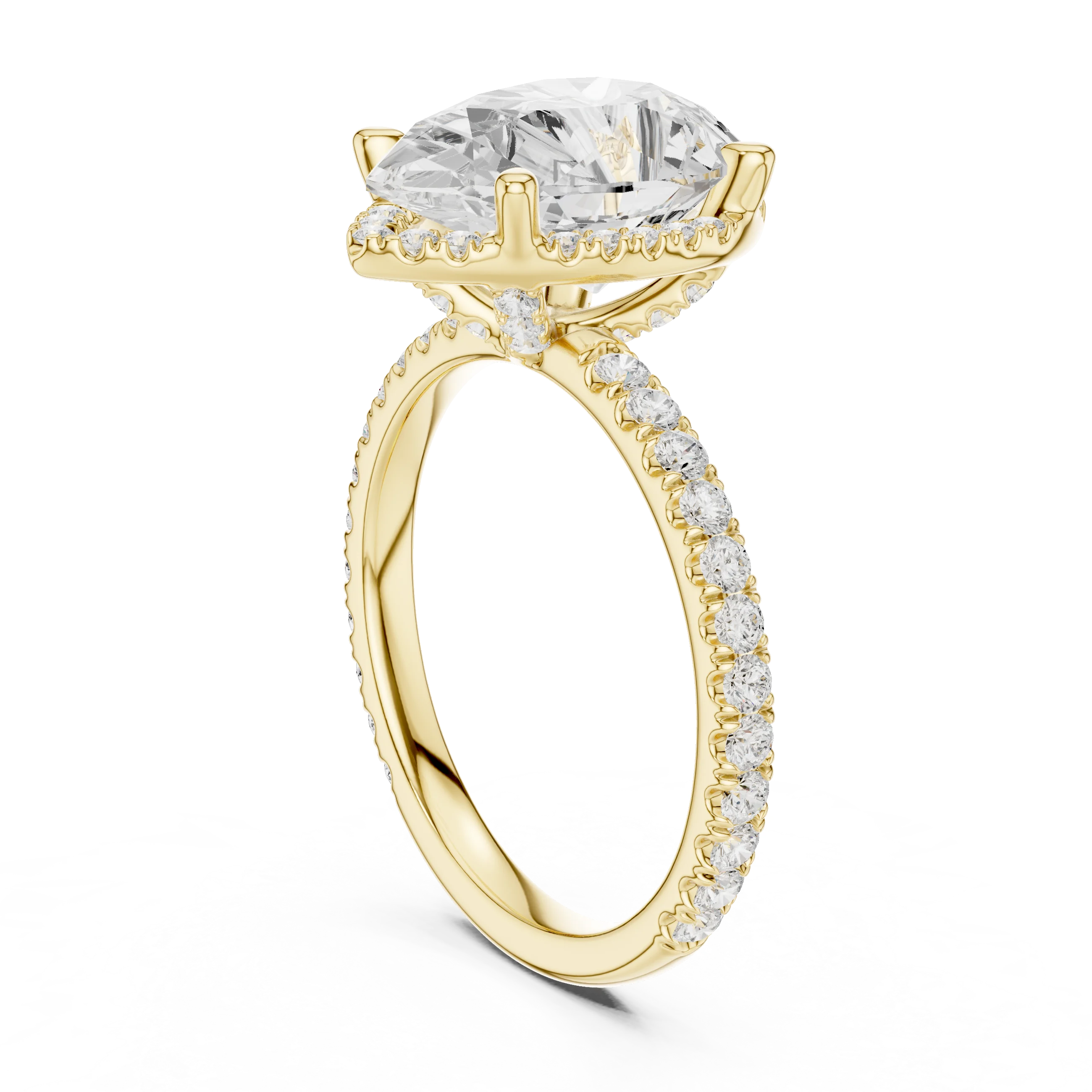 Pear Diamond Hidden Halo Engagement Ring