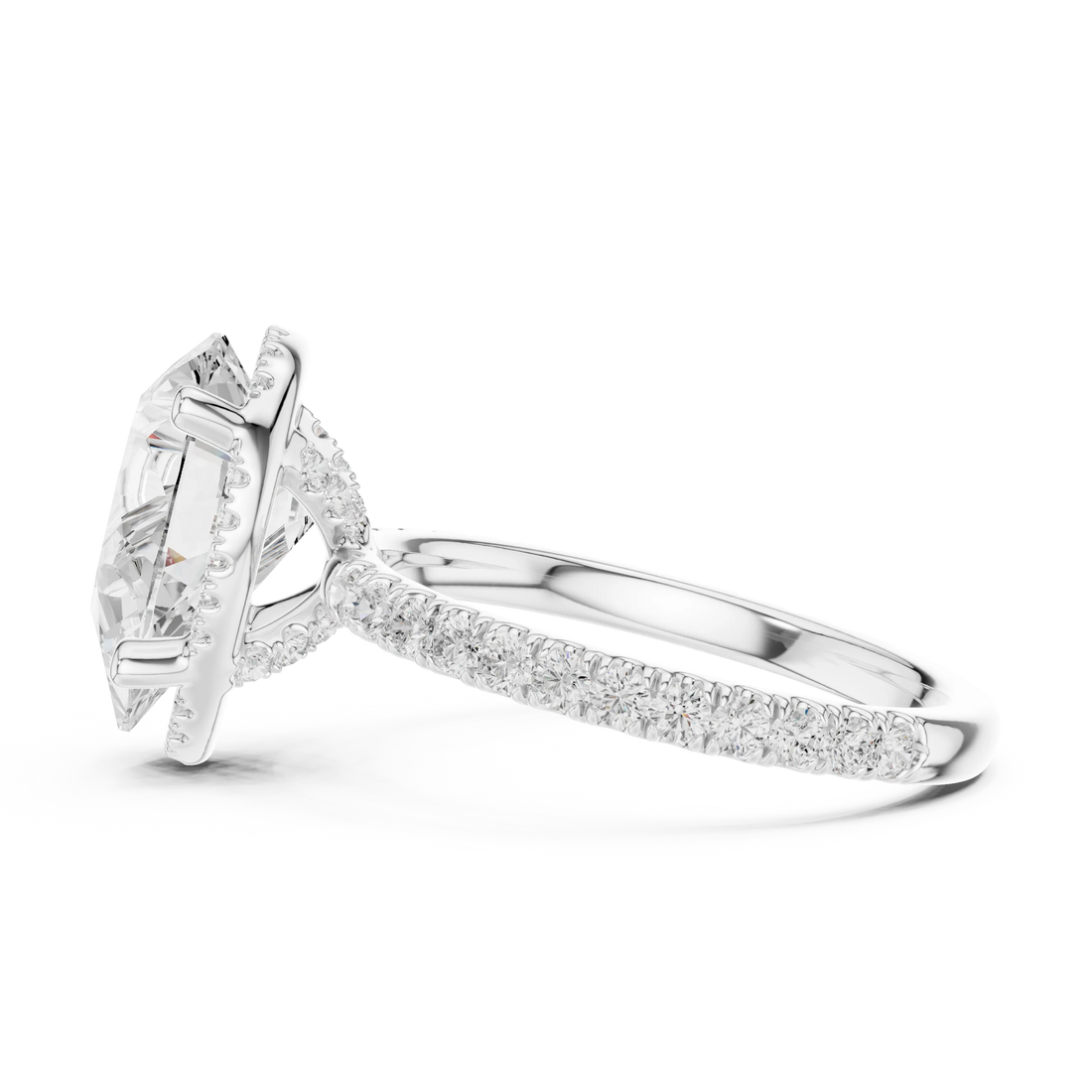Pear Diamond Hidden Halo Engagement Ring