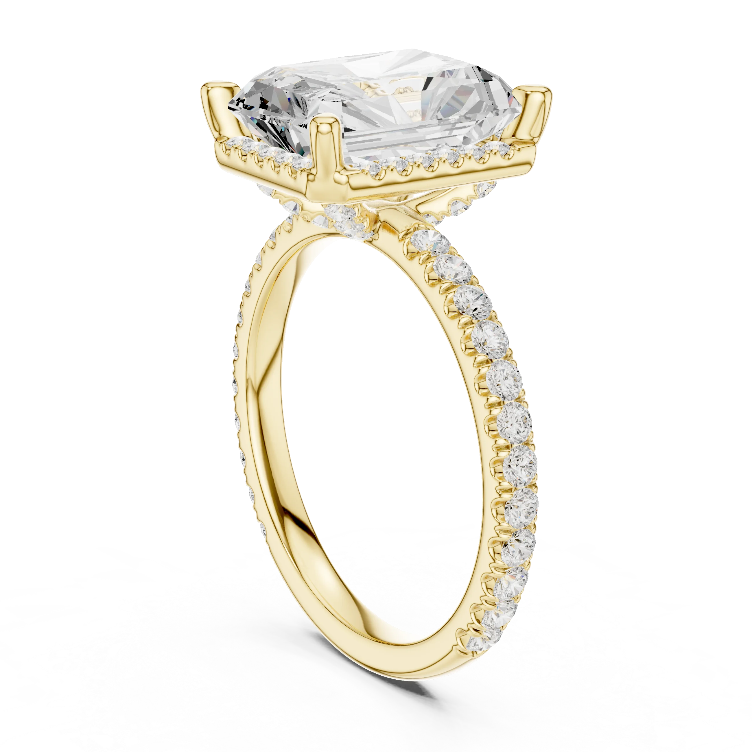 Radiant Diamond Hidden Halo Engagement Ring